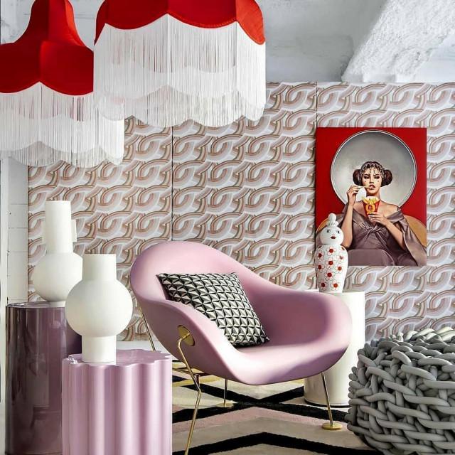 PUPA armchair pink with chrome base, QeeBoo, Eye on Design