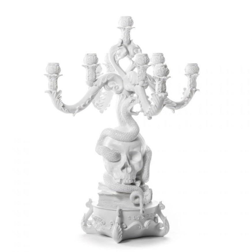 GIANT BURLESQUE SKULL candle holder white - Eye on Design