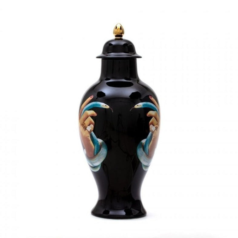 HANDS WITH SNAKES vase black