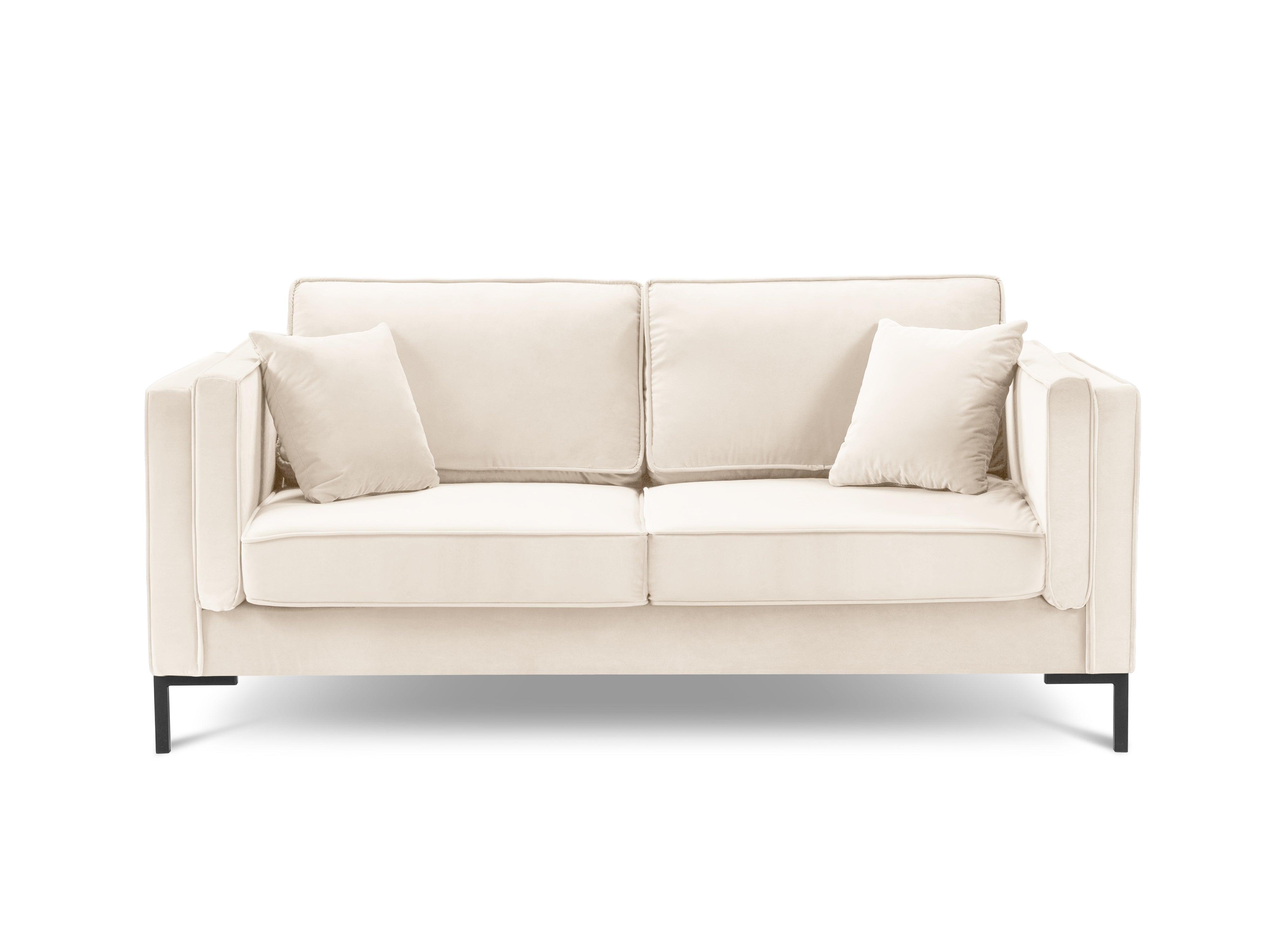 LUIS beige velvet 2-seater sofa with black base - Eye on Design