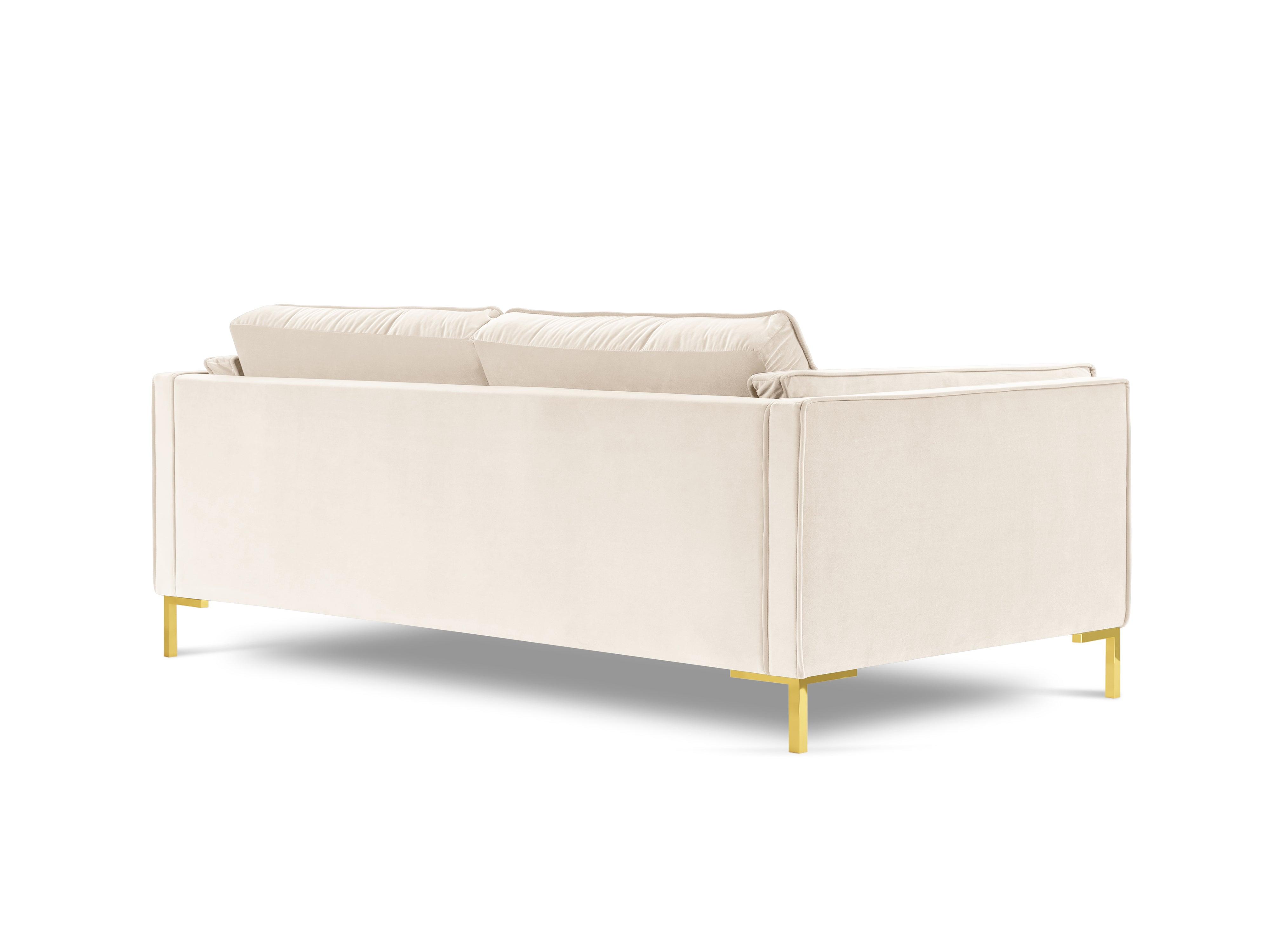 LUIS beige velvet 4-seater sofa with gold base - Eye on Design