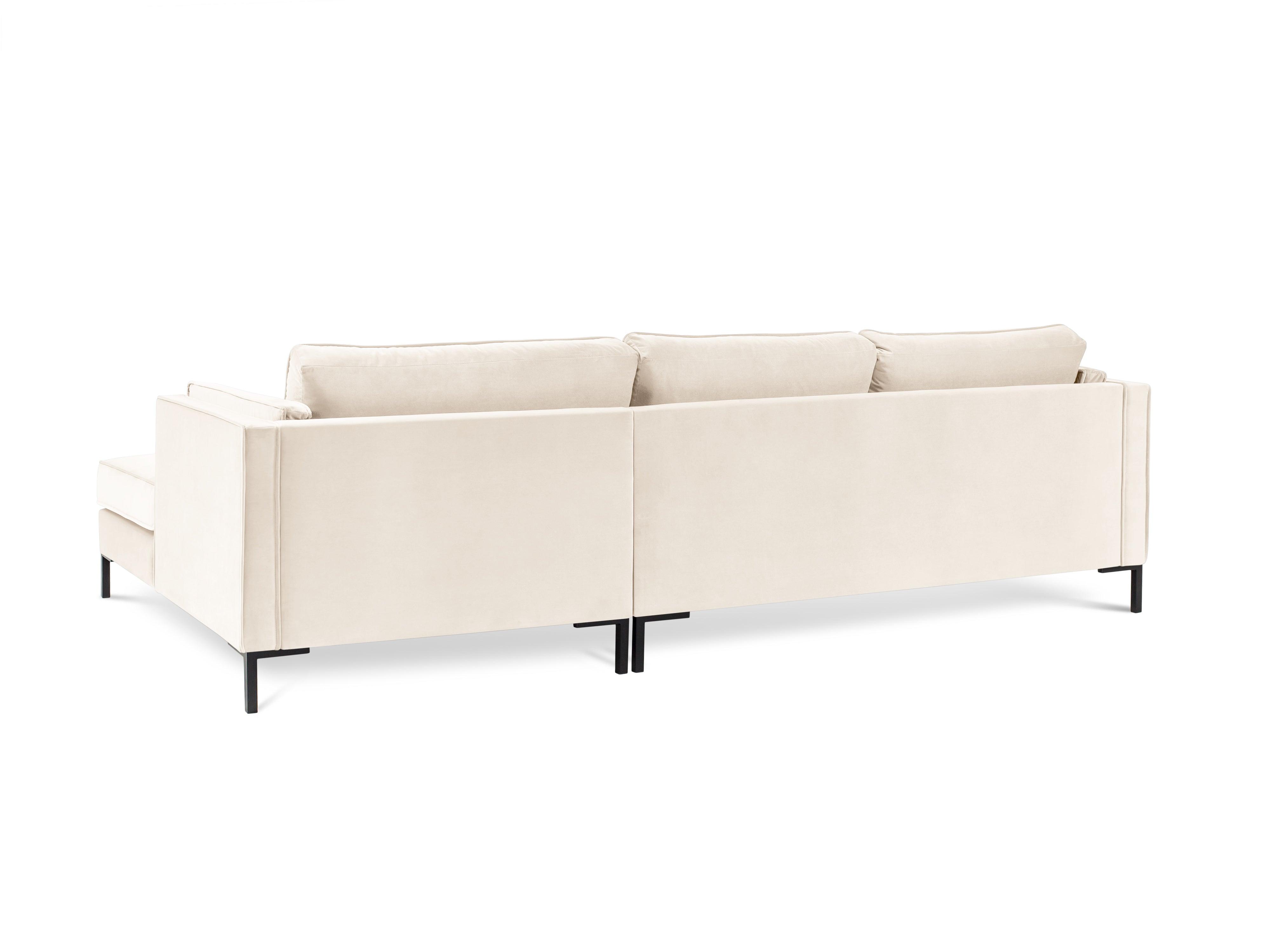 LUIS beige velvet right-hand corner sofa with black base - Eye on Design