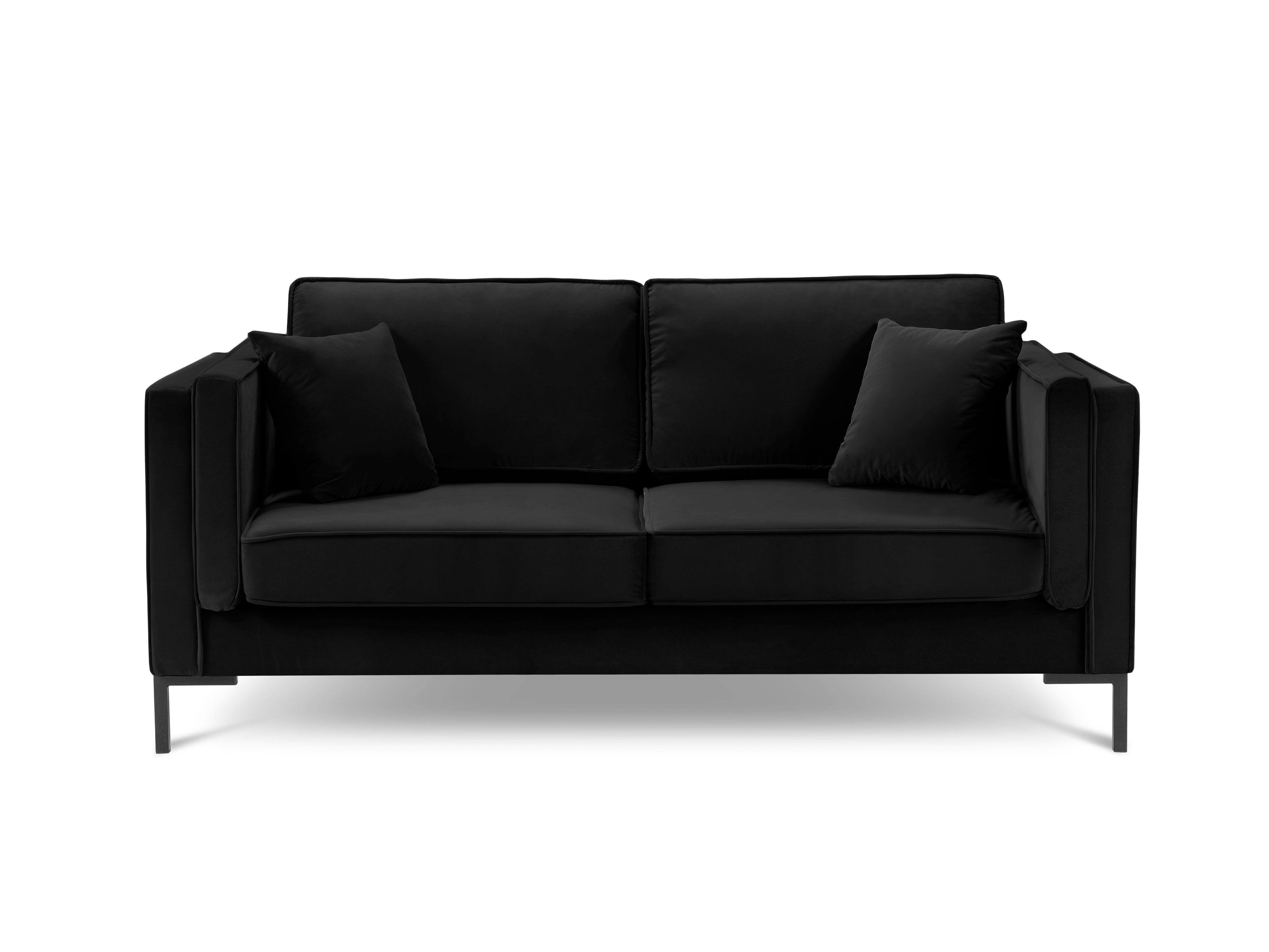 LUIS black velvet 2-seater sofa with black base - Eye on Design