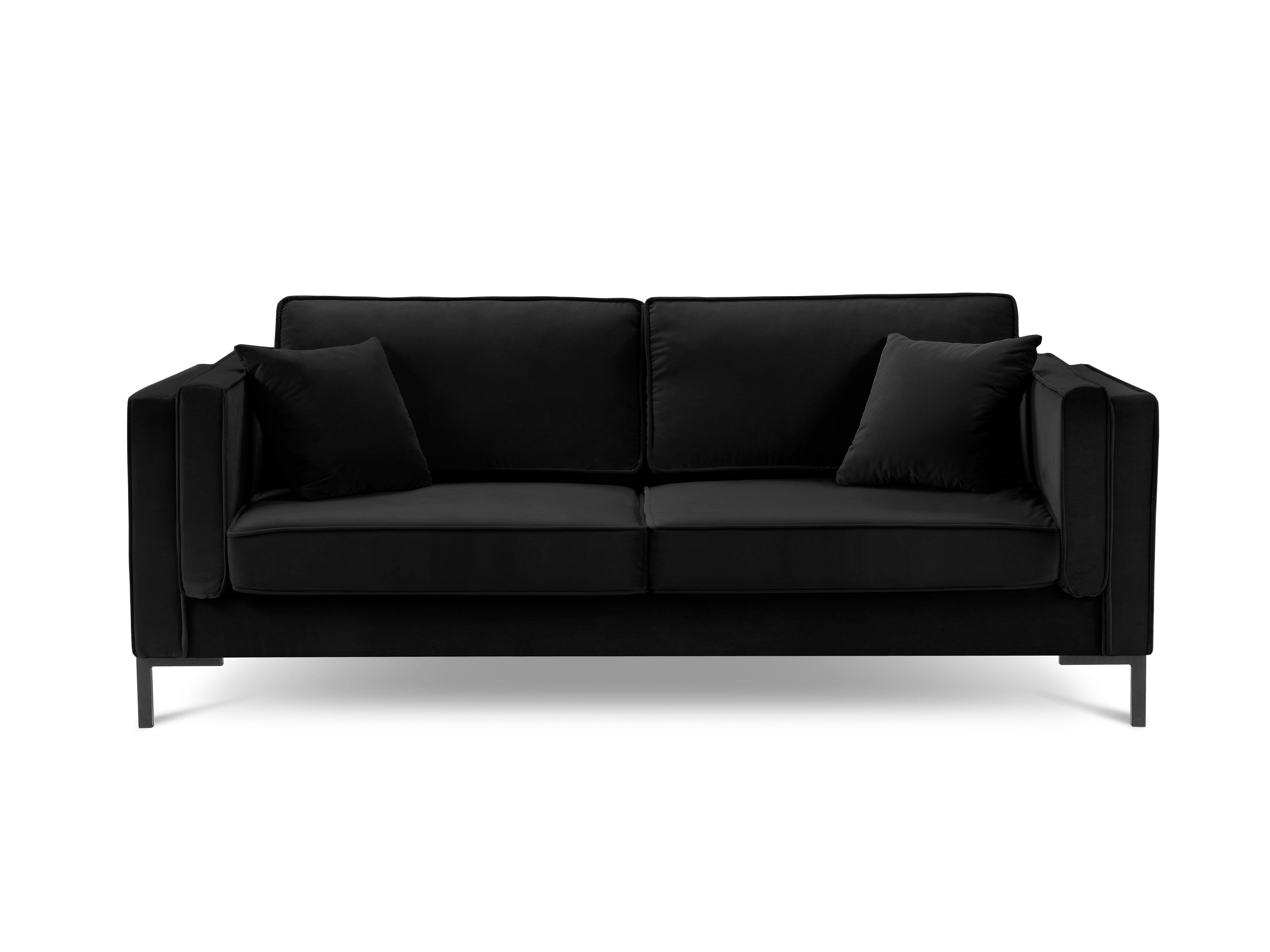 LUIS black velvet 3-seater sofa with black base - Eye on Design