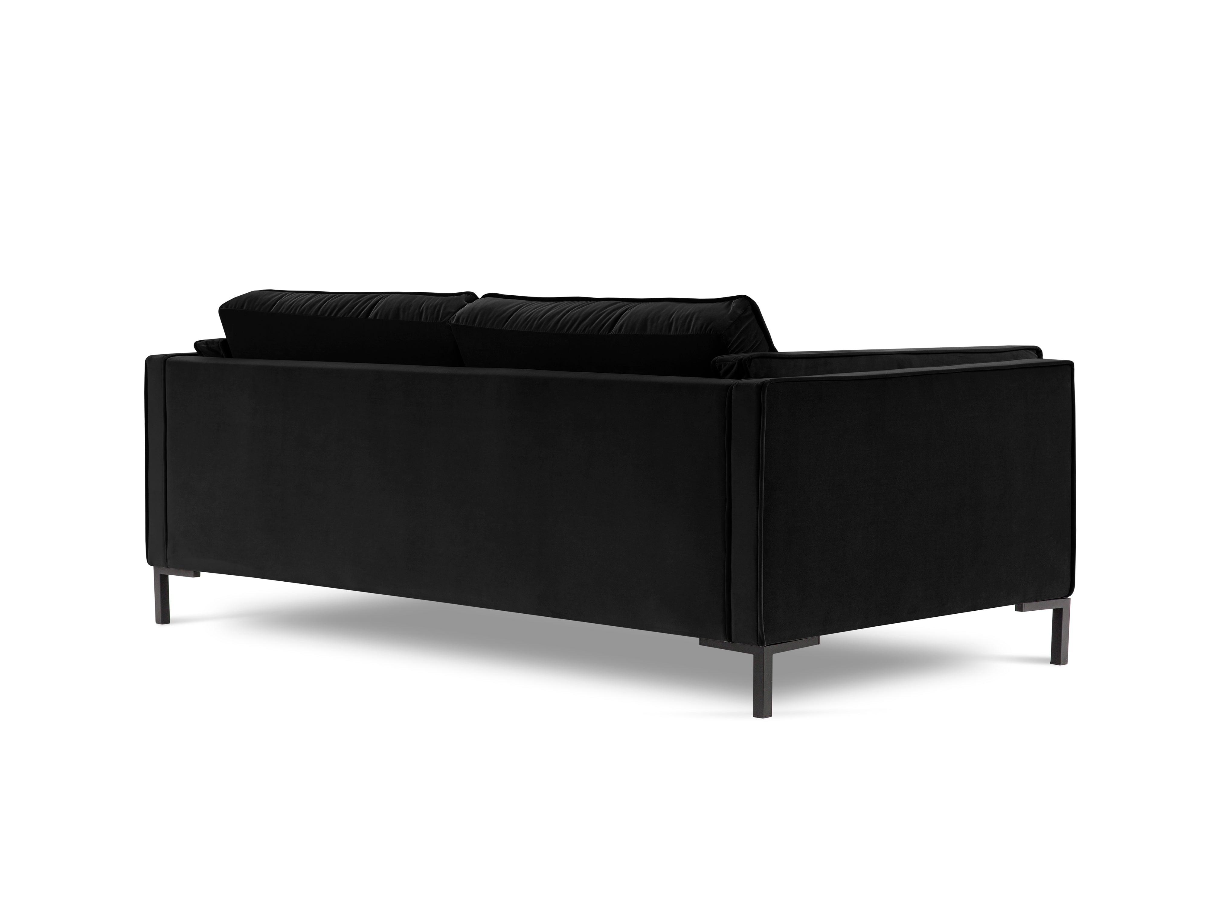 LUIS black velvet 4-seater sofa with black base - Eye on Design