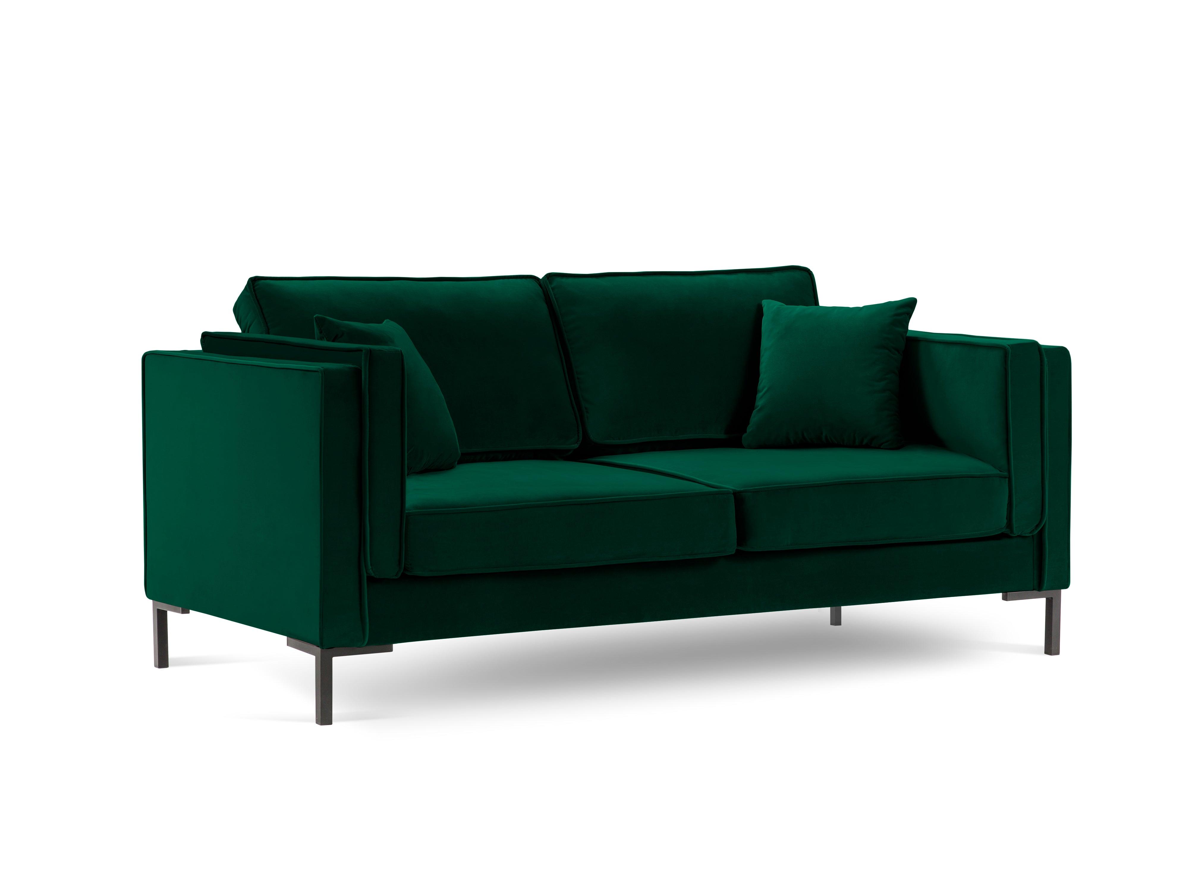 LUIS bottle green velvet 2-seater sofa with black base - Eye on Design