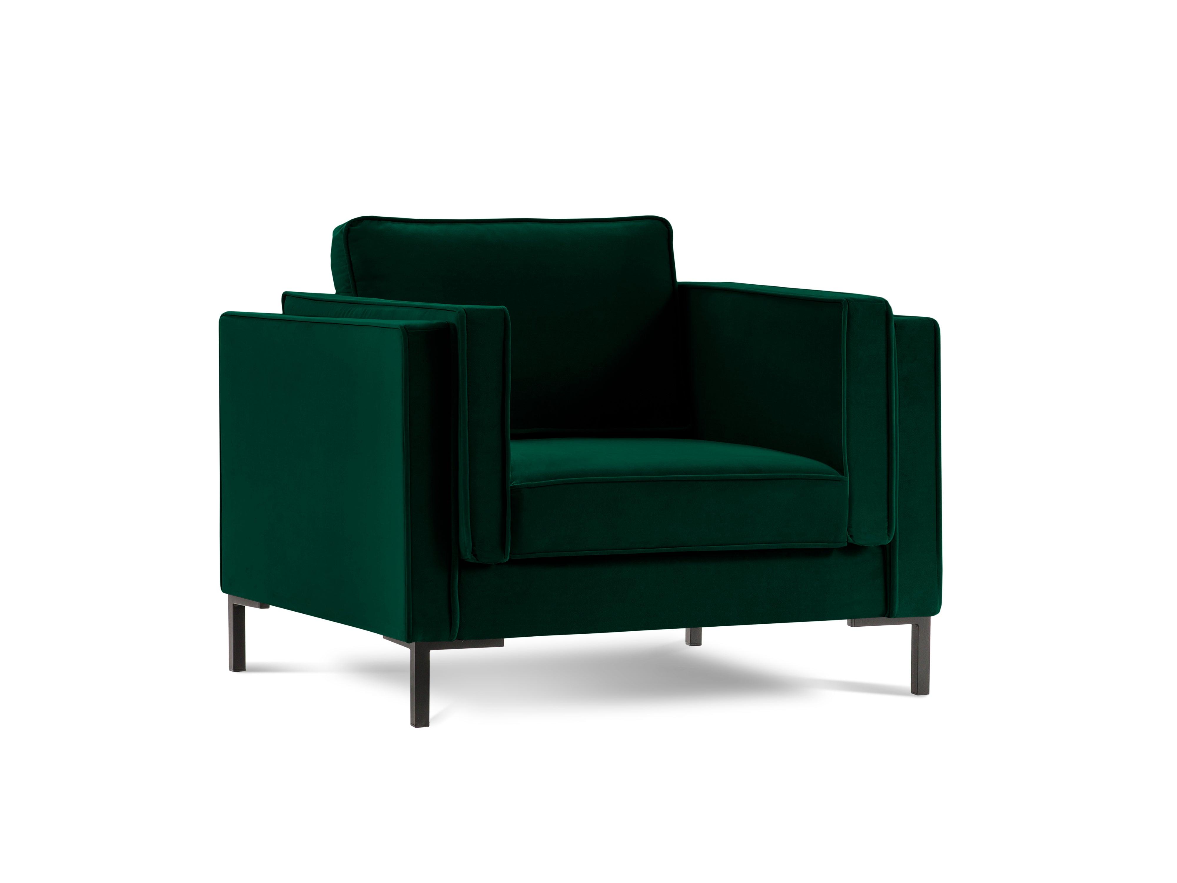 LUIS bottle green velvet armchair with black base - Eye on Design