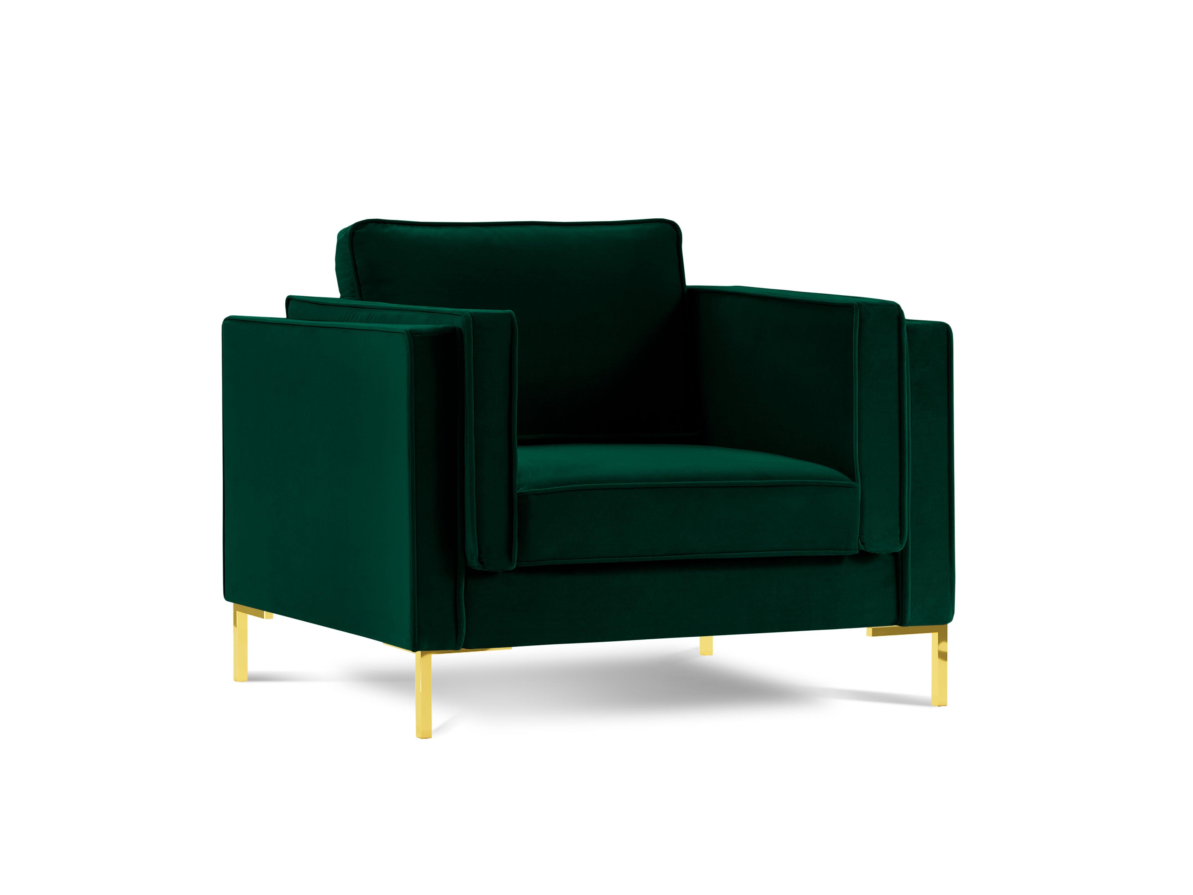 LUIS bottle green velvet armchair with gold base - Eye on Design