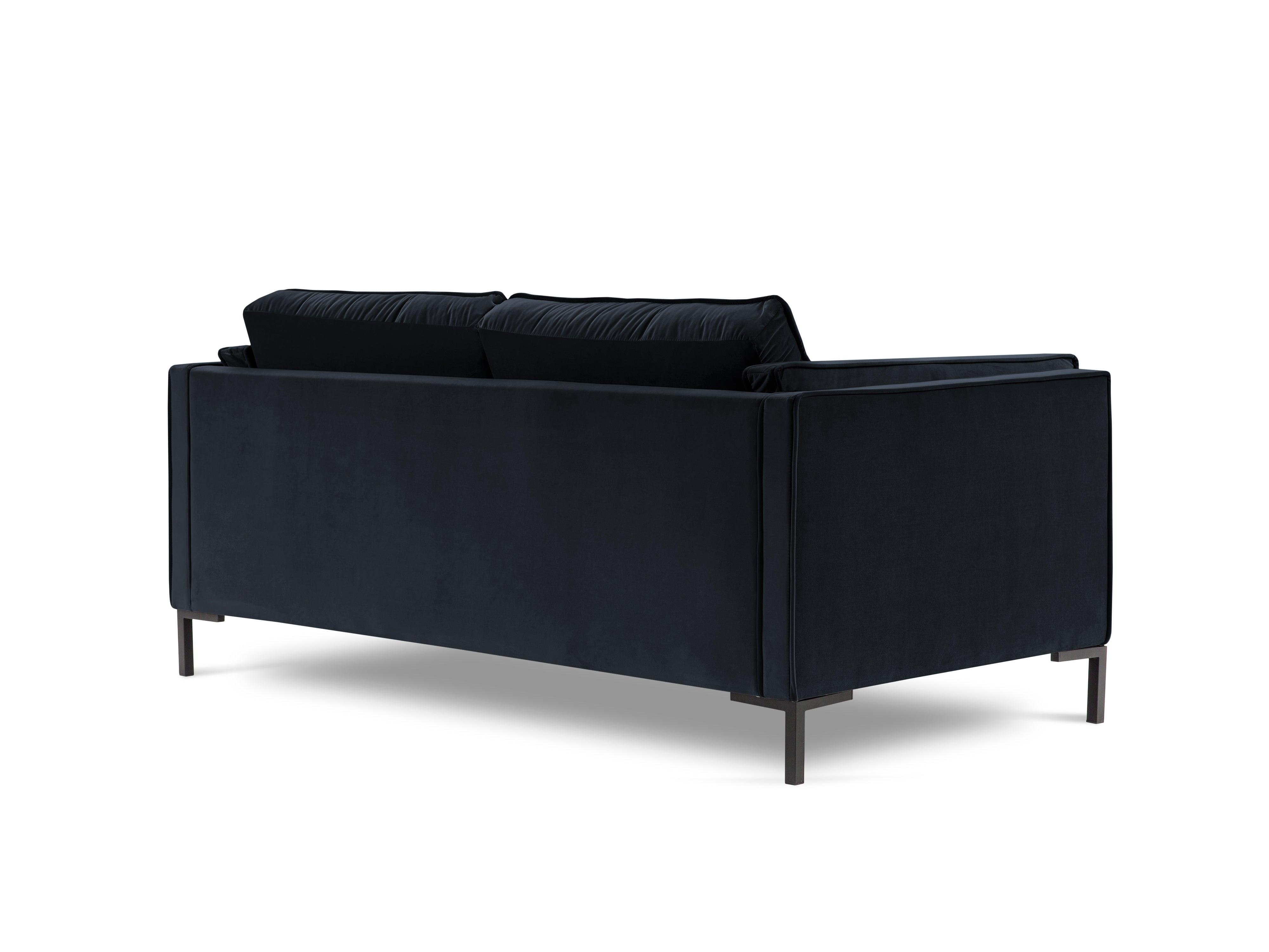 LUIS dark blue velvet 2-seater sofa with black base - Eye on Design