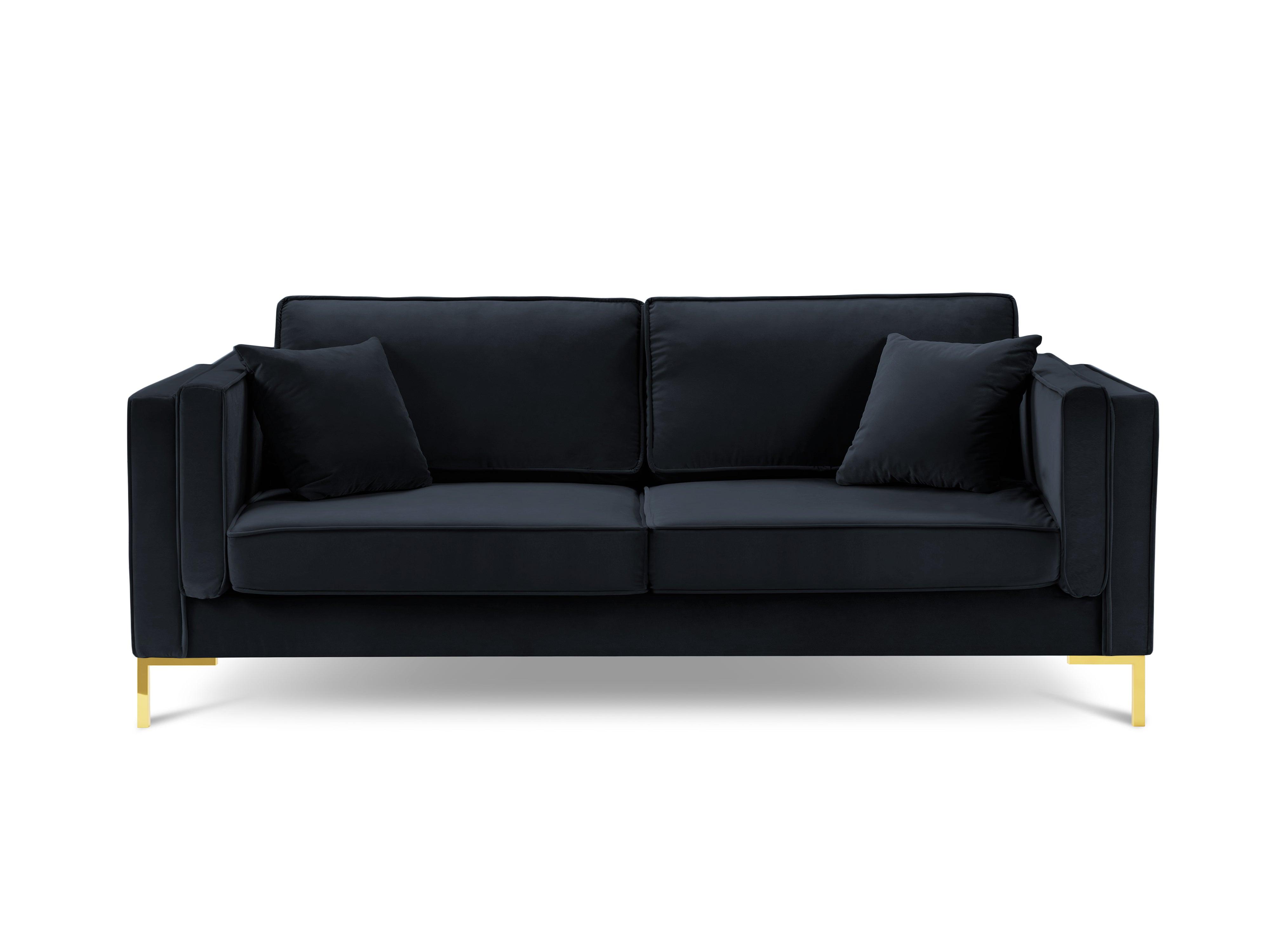 LUIS dark blue velvet 4-seater sofa with gold base - Eye on Design