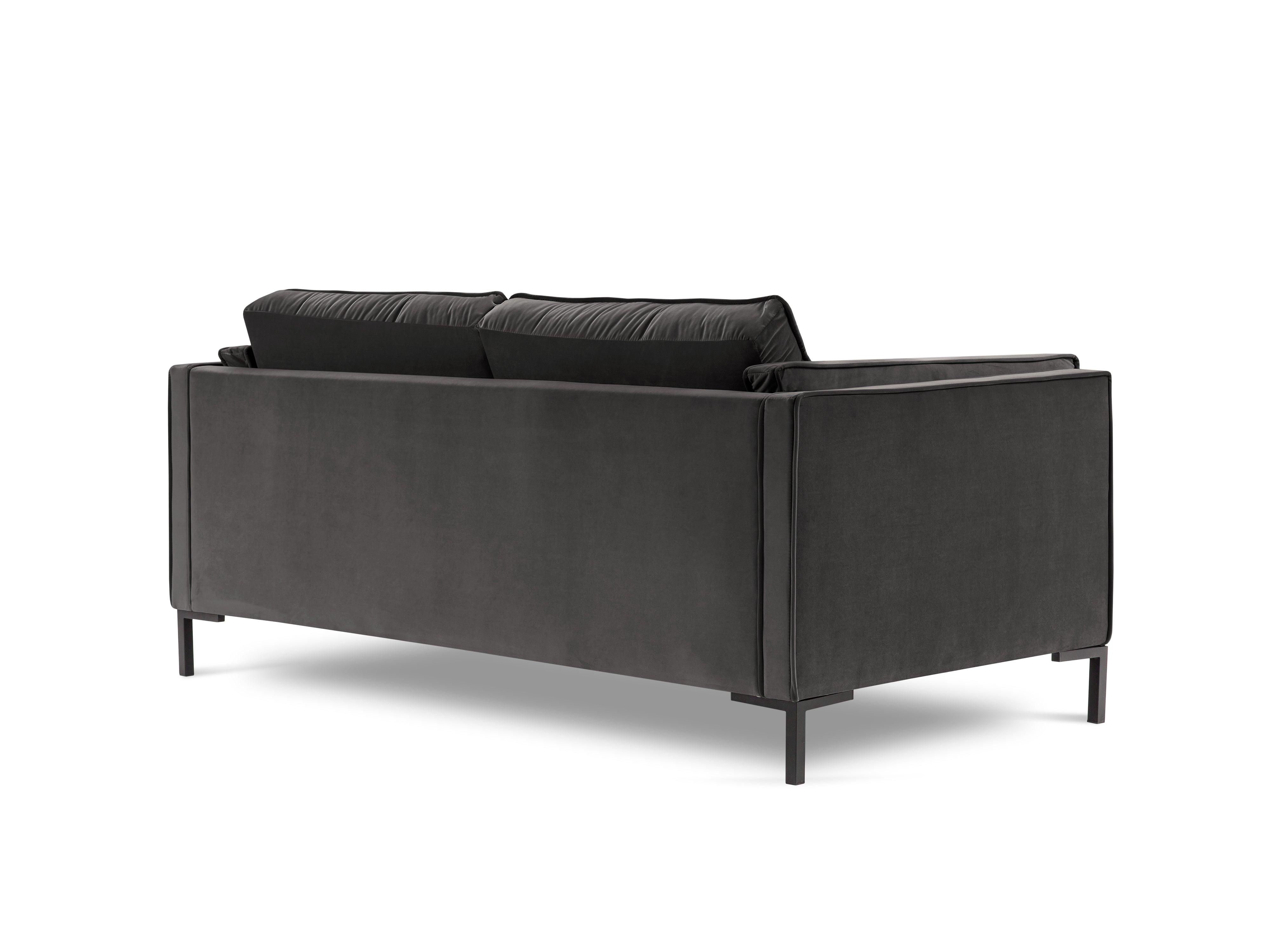 LUIS dark grey velvet 2-seater sofa with black base - Eye on Design