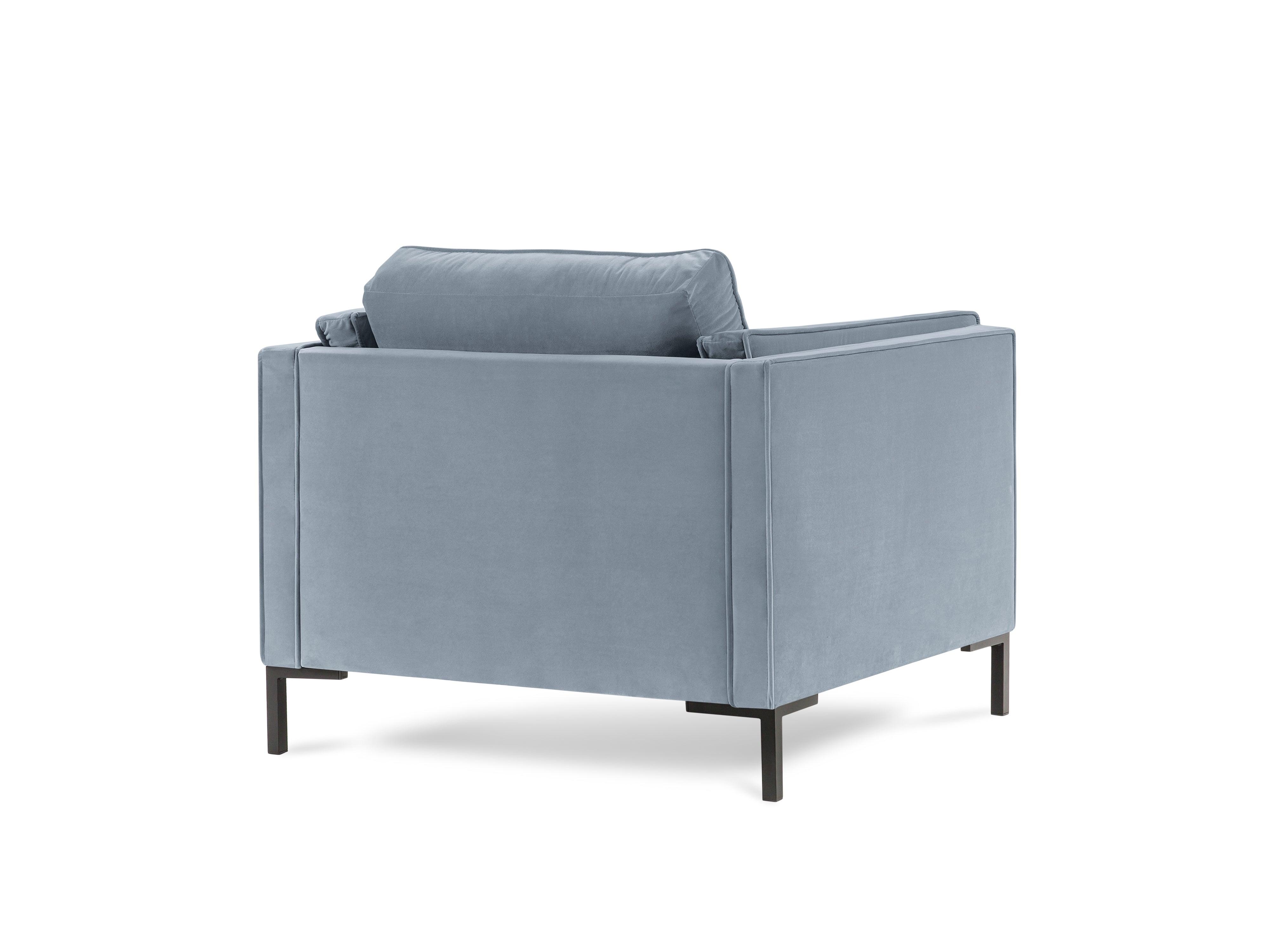 LUIS light blue velvet armchair with black base - Eye on Design