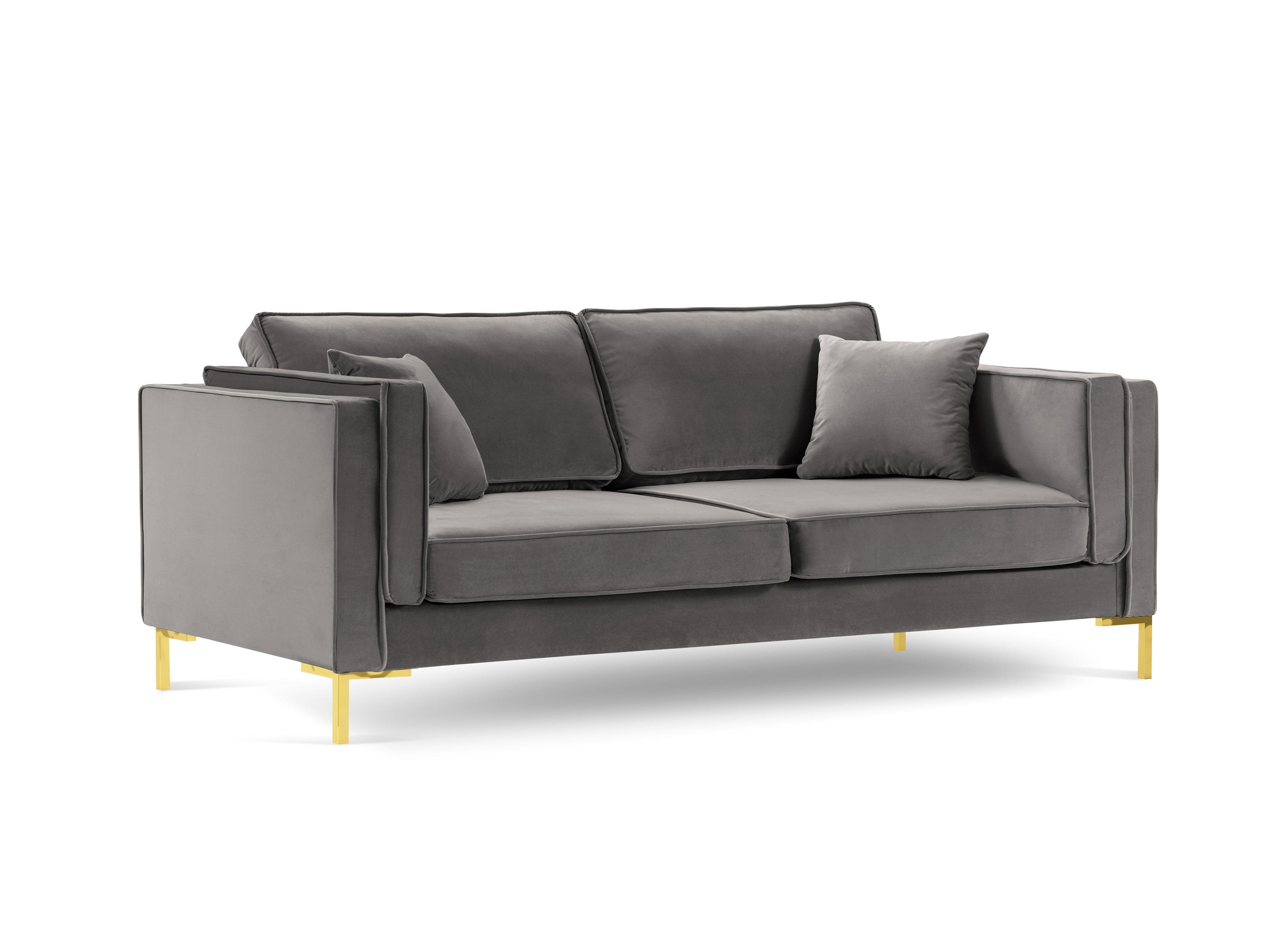 LUIS light grey velvet 4-seater sofa with gold base - Eye on Design