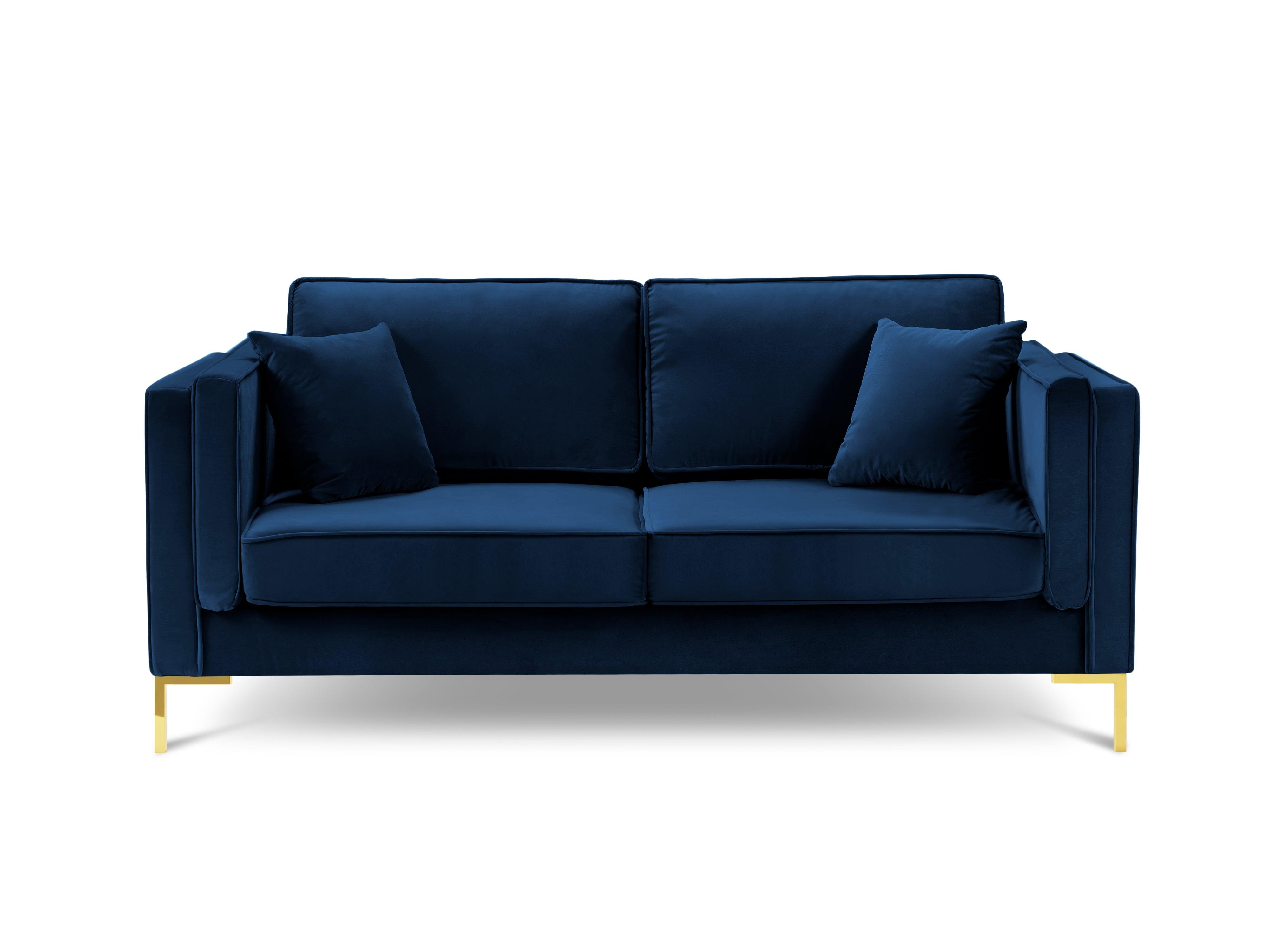 LUIS royal blue 2-seater velvet sofa with gold base - Eye on Design