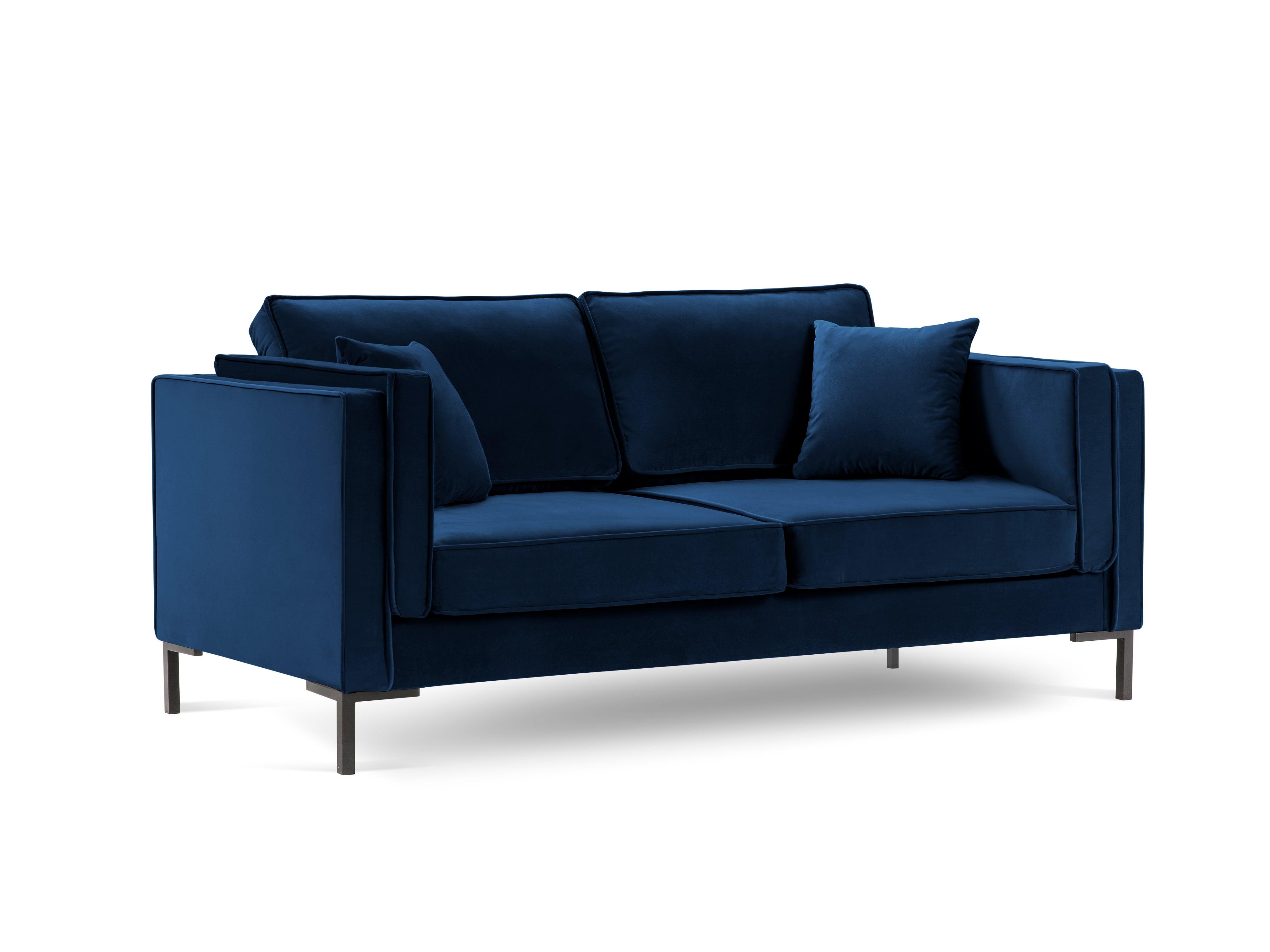 LUIS royal blue velvet 2-seater sofa with black base - Eye on Design