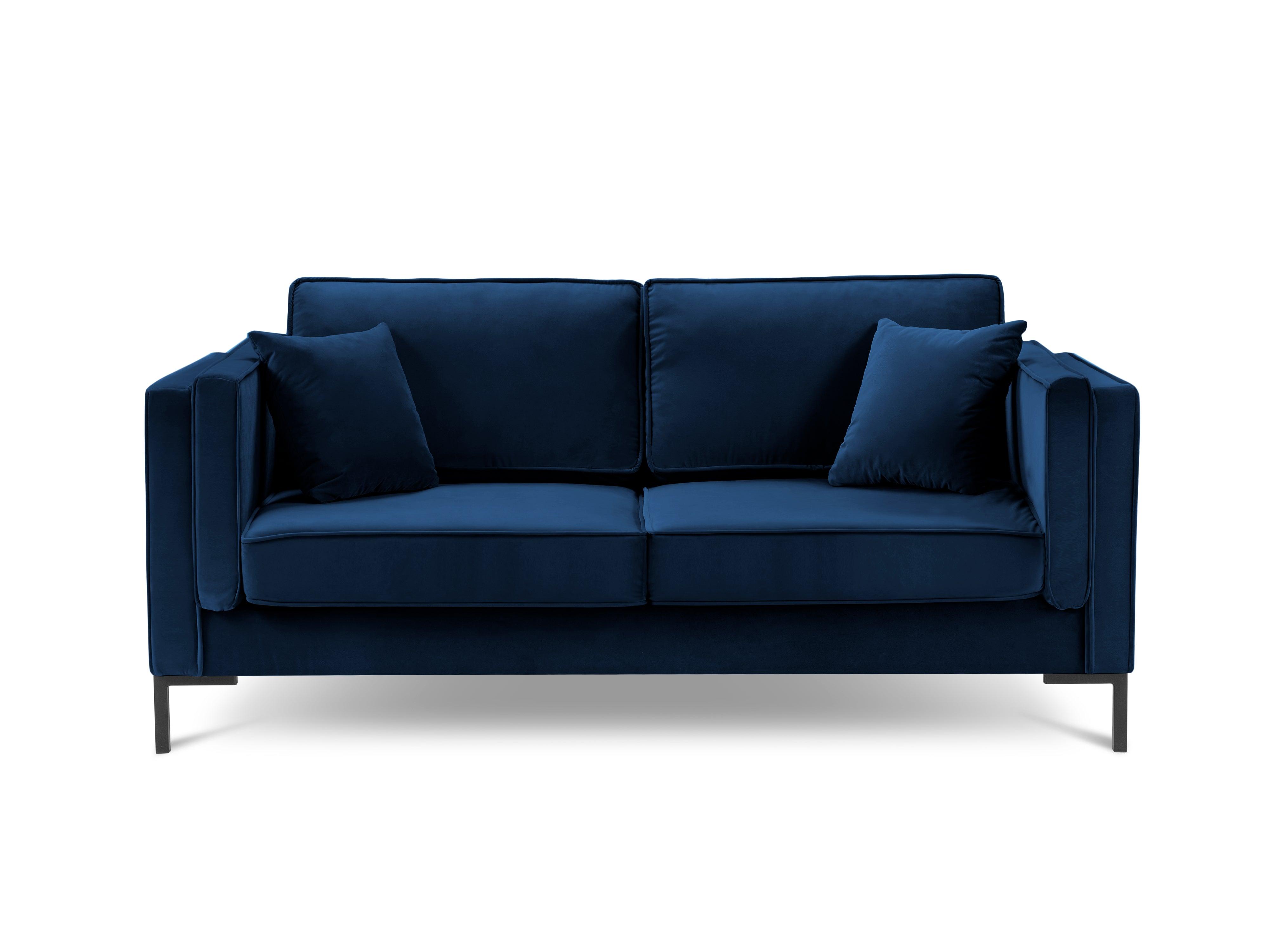 LUIS royal blue velvet 2-seater sofa with black base - Eye on Design