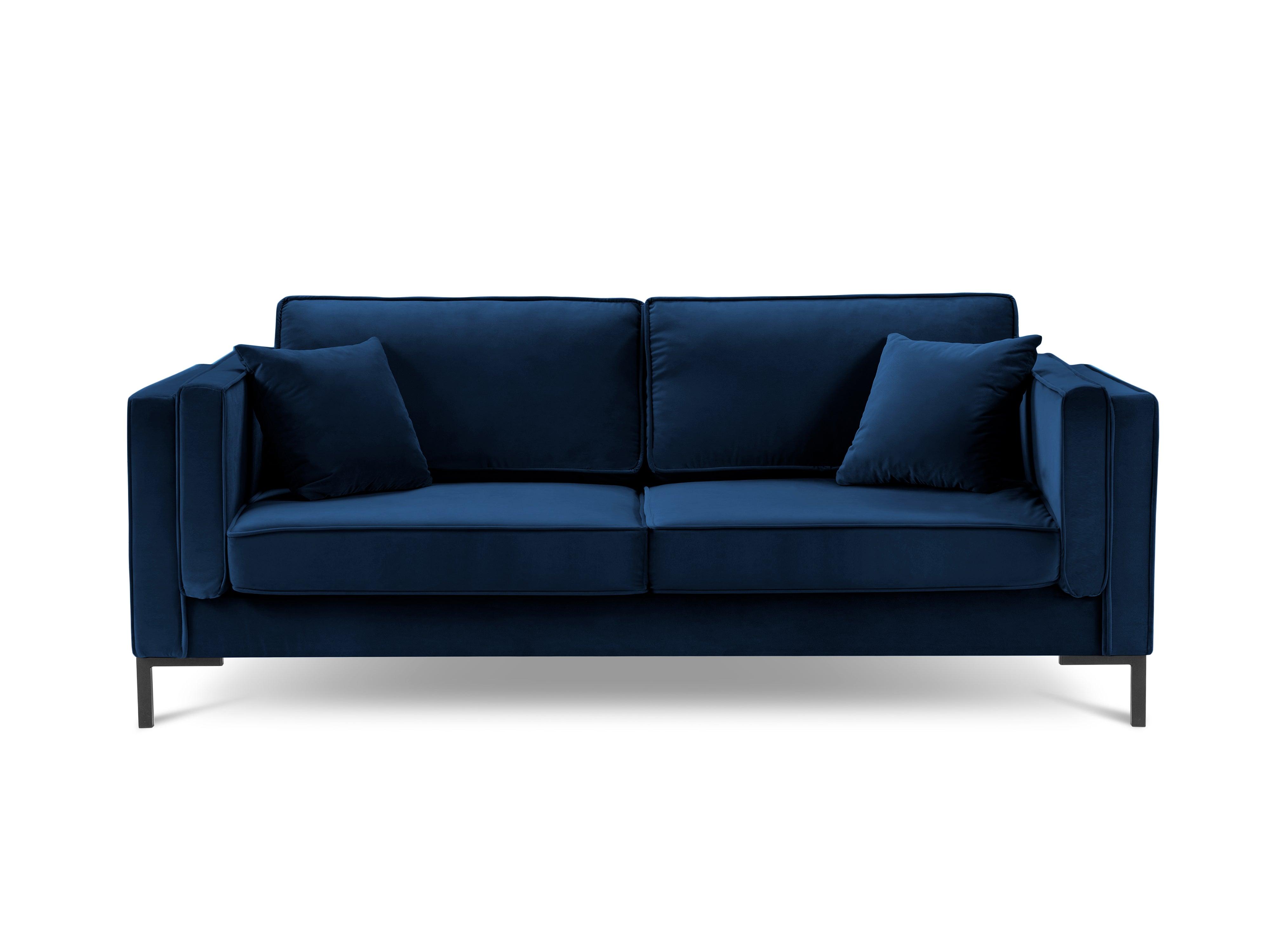 LUIS royal blue velvet 3-seater sofa with black base - Eye on Design