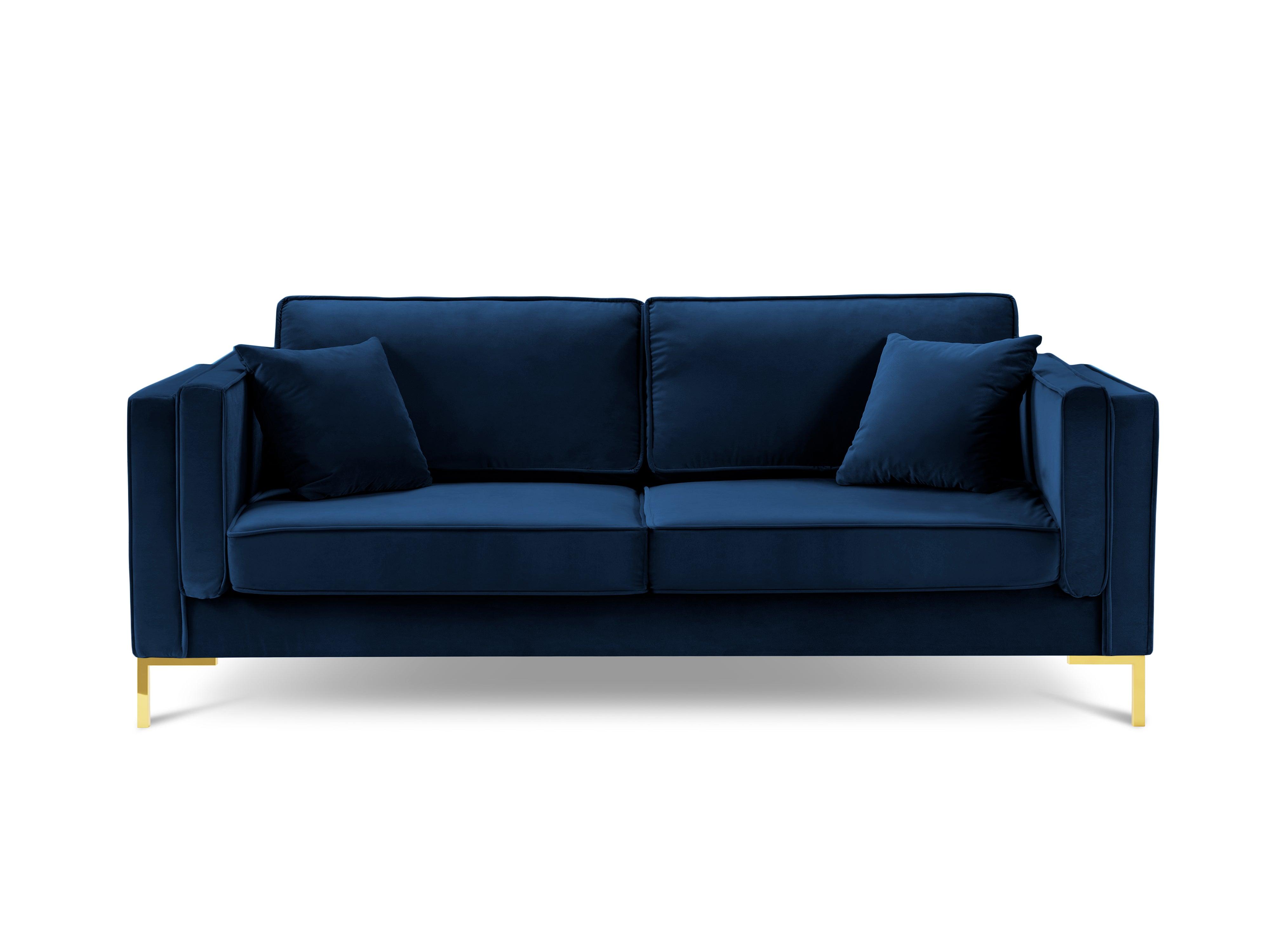 LUIS royal blue velvet 3-seater sofa with gold base - Eye on Design