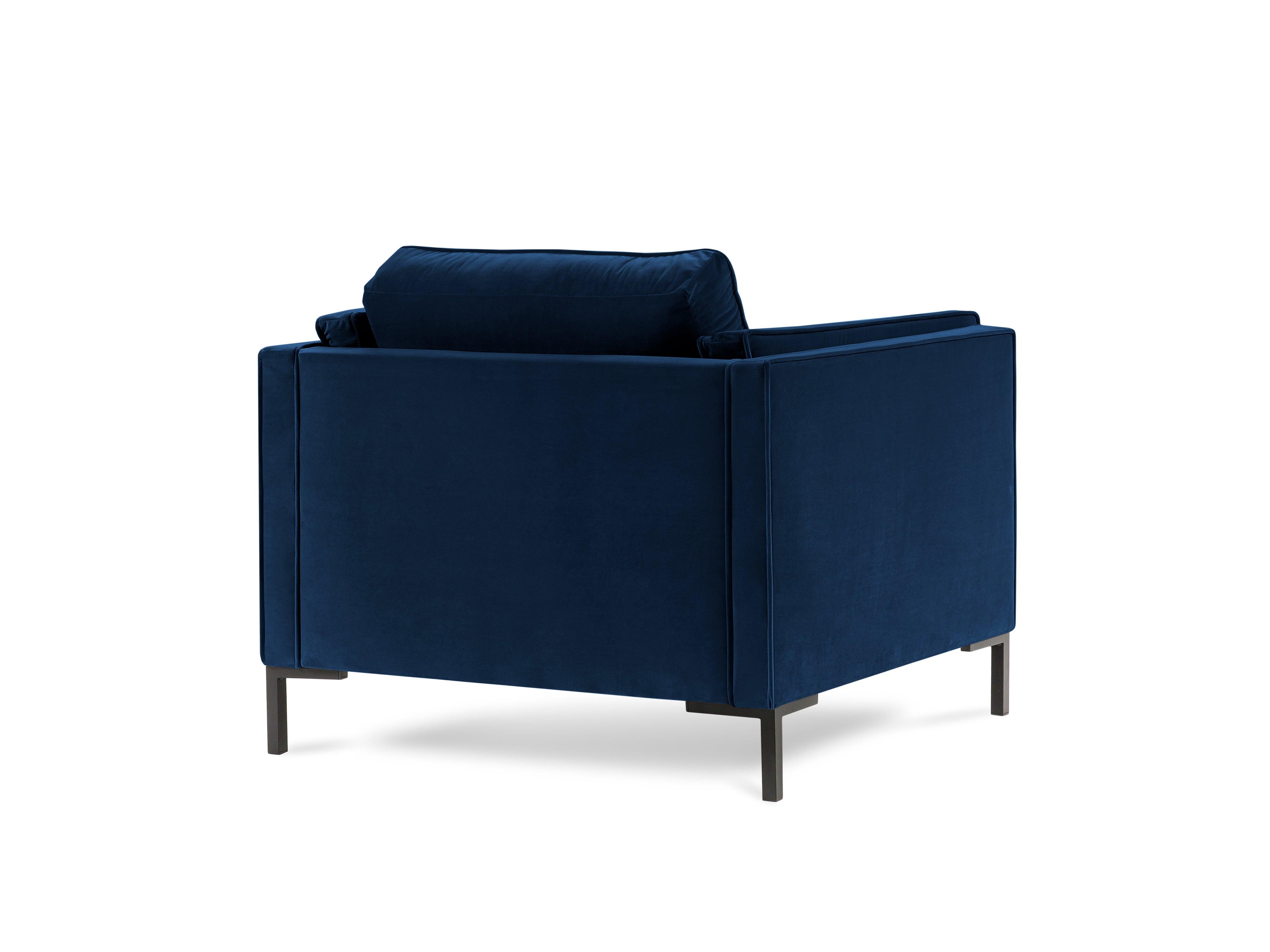 LUIS royal blue velvet armchair with black base - Eye on Design