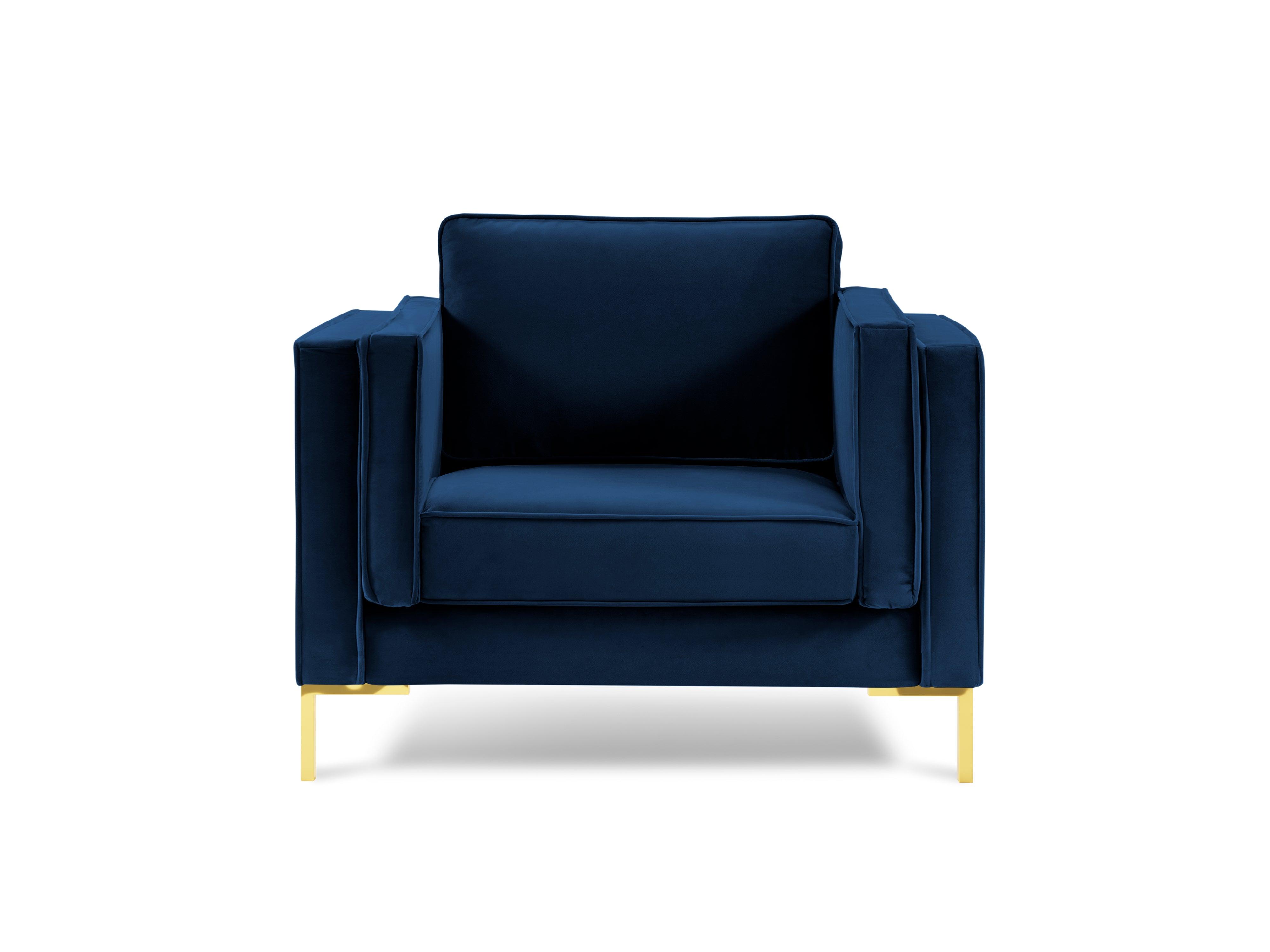 LUIS royal blue velvet armchair with gold base - Eye on Design