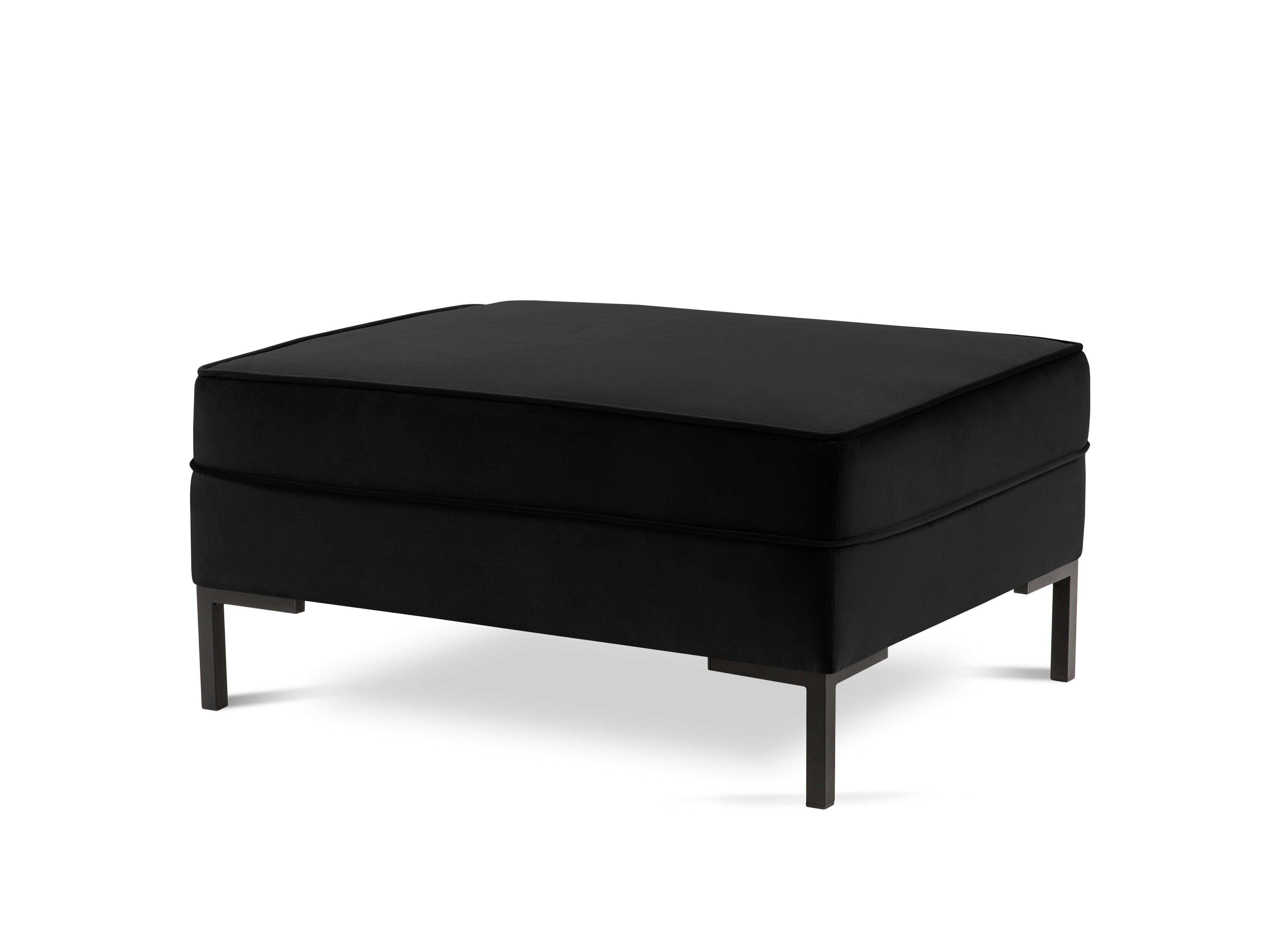 LUIS velvet pouffe black with black base - Eye on Design