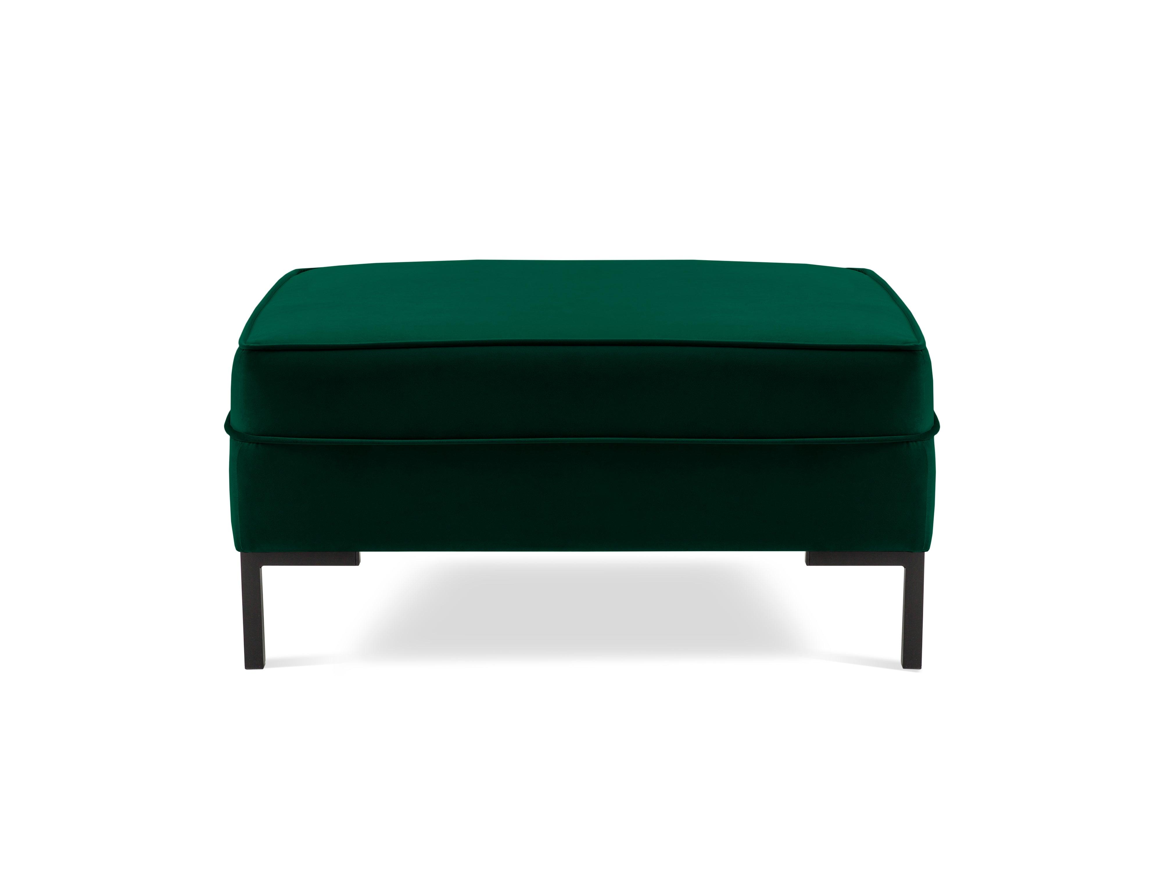 LUIS velvet pouffe bottle green with black base - Eye on Design