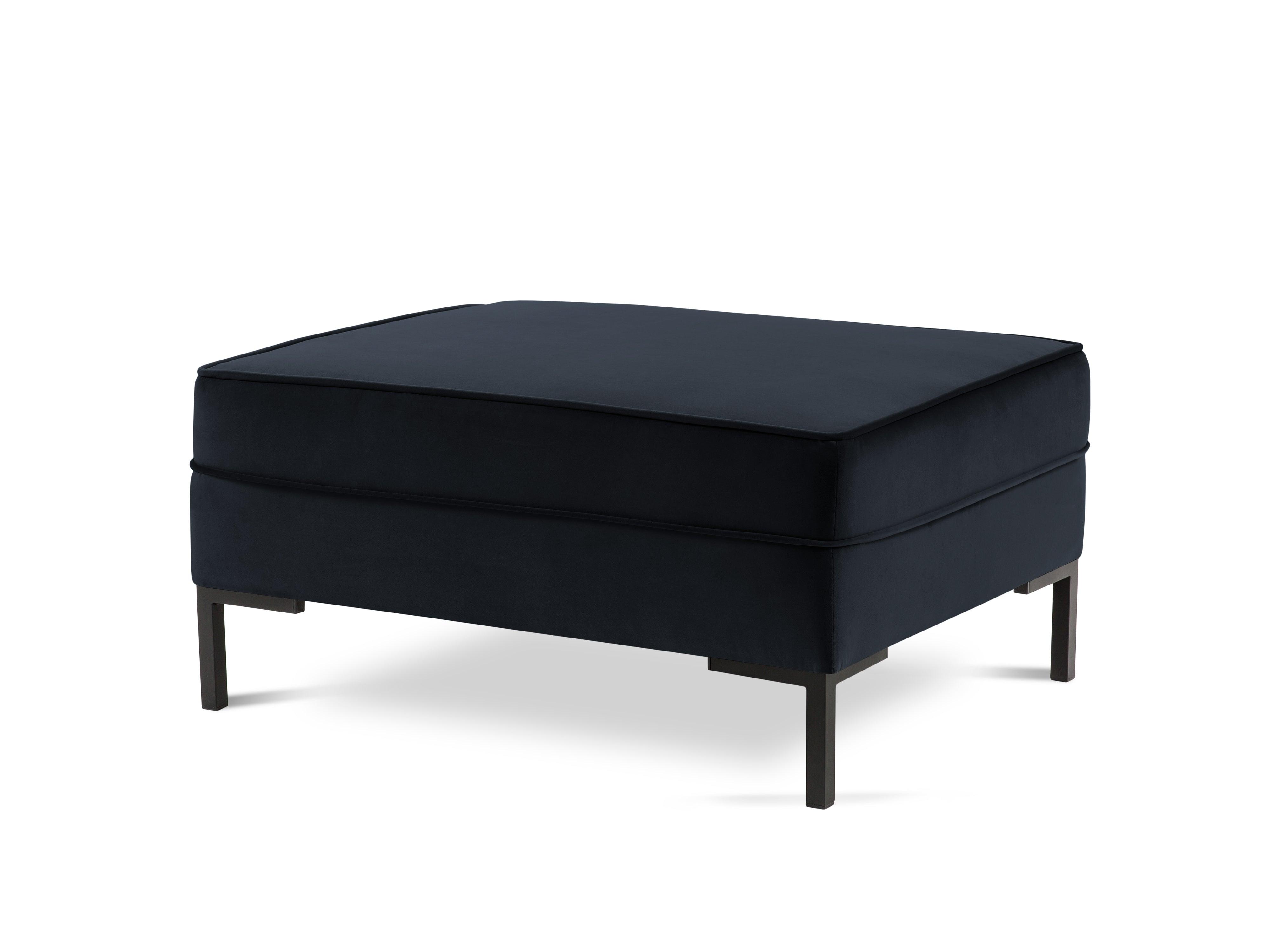 LUIS velvet pouffe dark blue with black base - Eye on Design