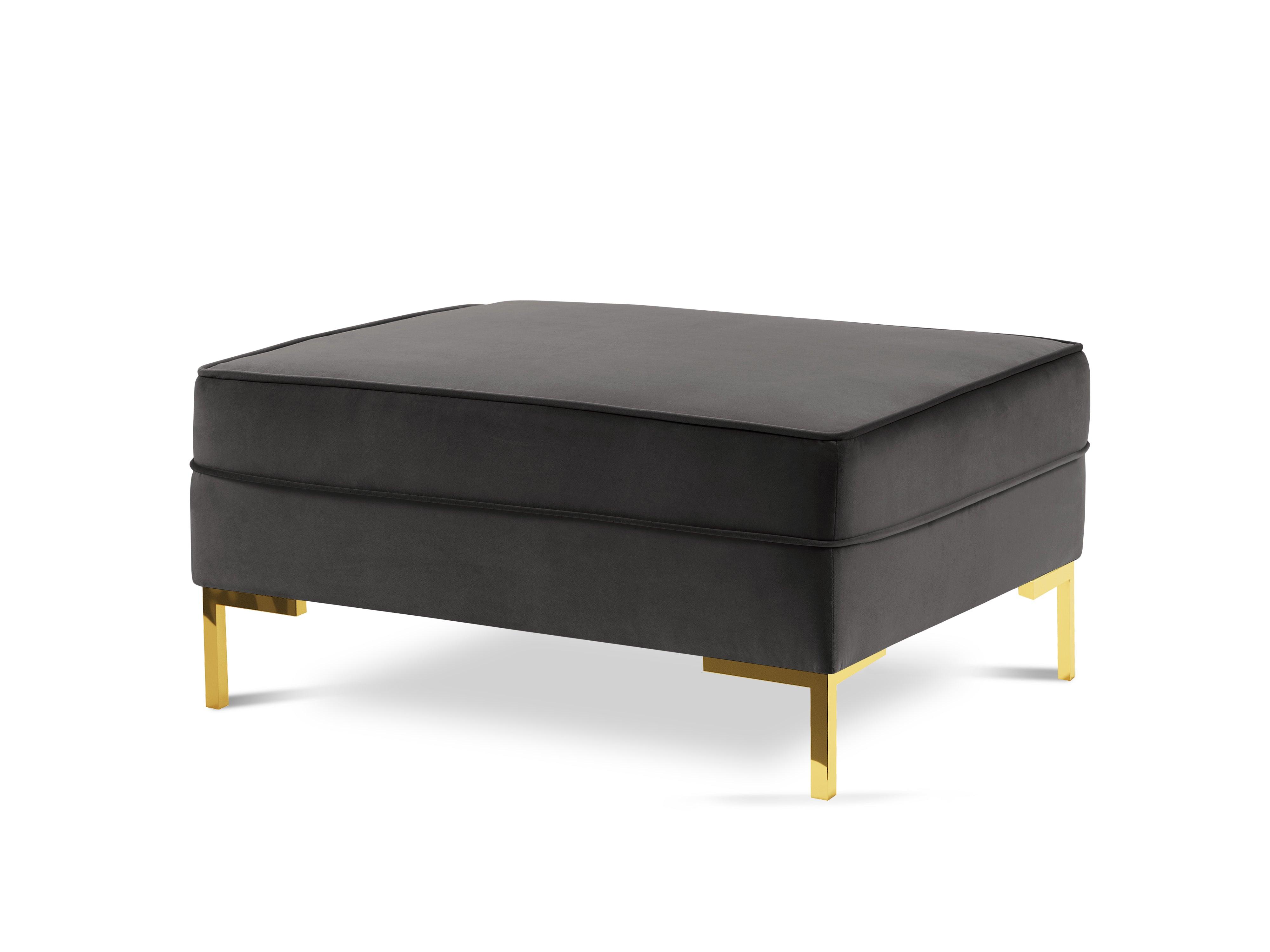 LUIS velvet pouffe dark grey with gold base - Eye on Design