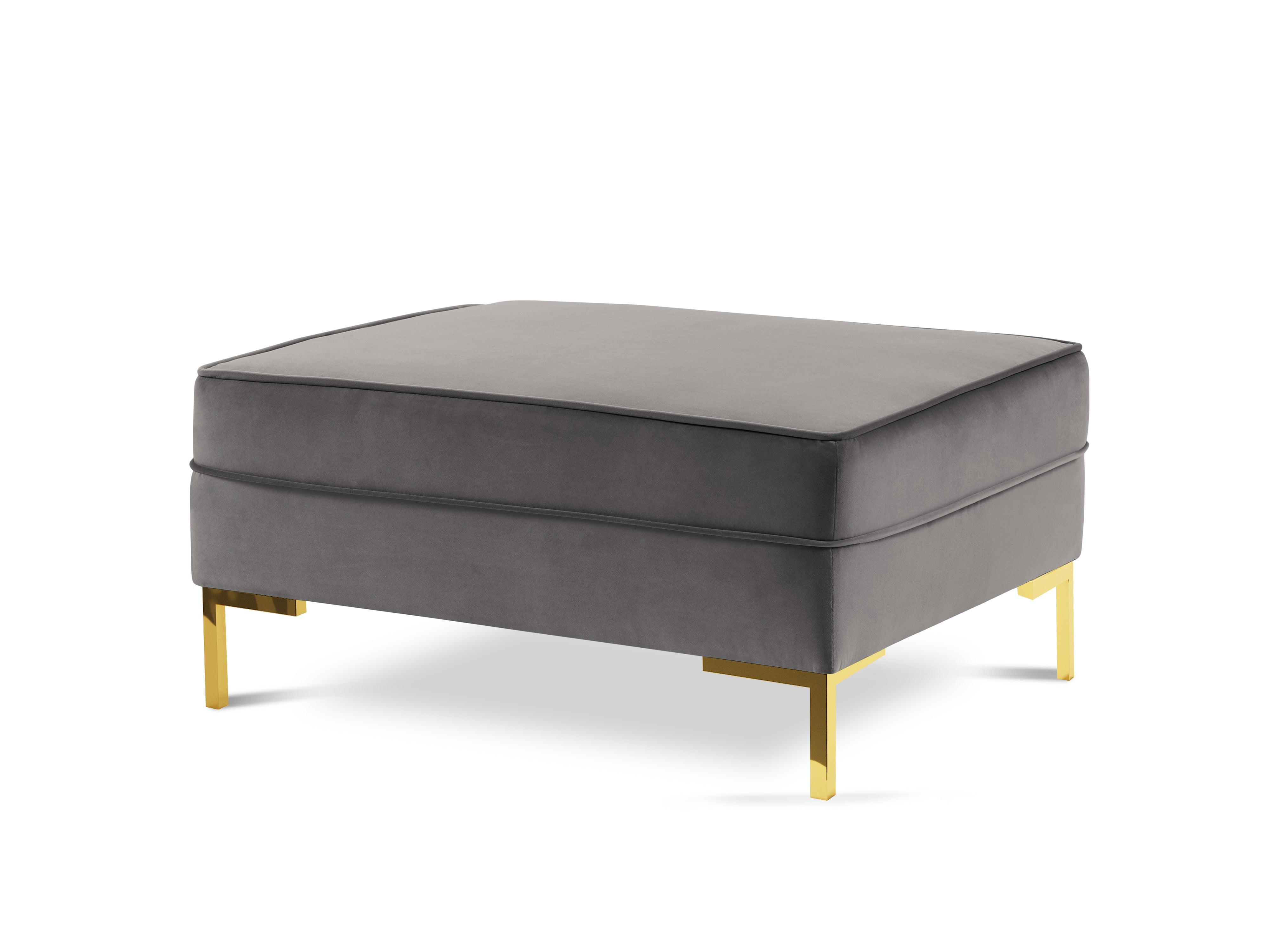 LUIS velvet pouffe light grey with gold base - Eye on Design