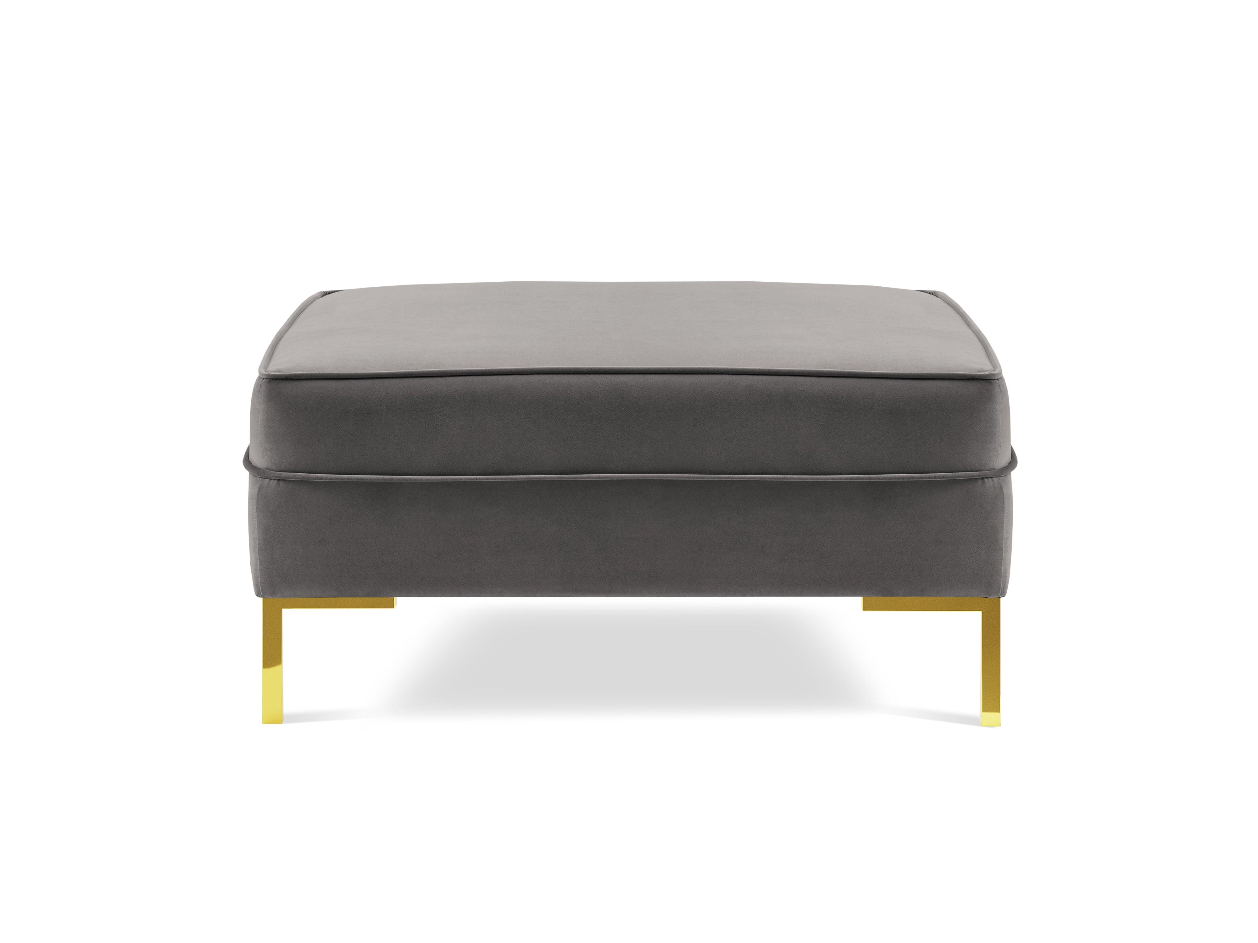 LUIS velvet pouffe light grey with gold base - Eye on Design