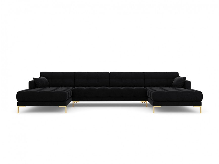Black sofa with a golden base