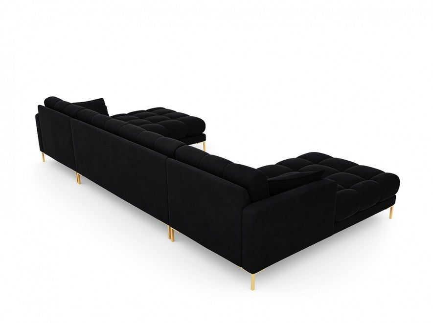 Panoramic black velvet sofa