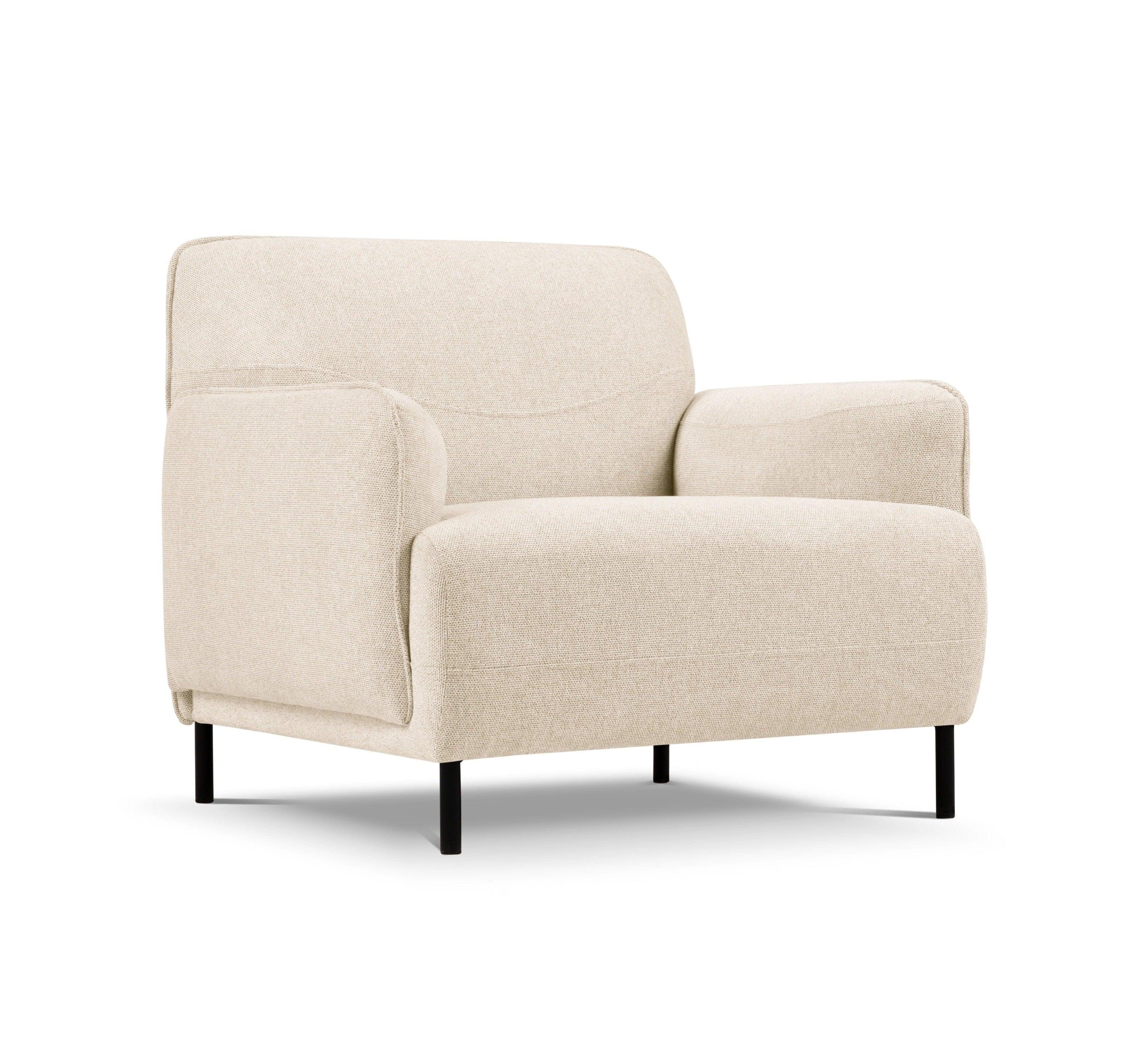 Armchair, "Neso", 1 Seat, 88x90x76
 ,Beige,Black Metal, Windsor & Co, Eye on Design