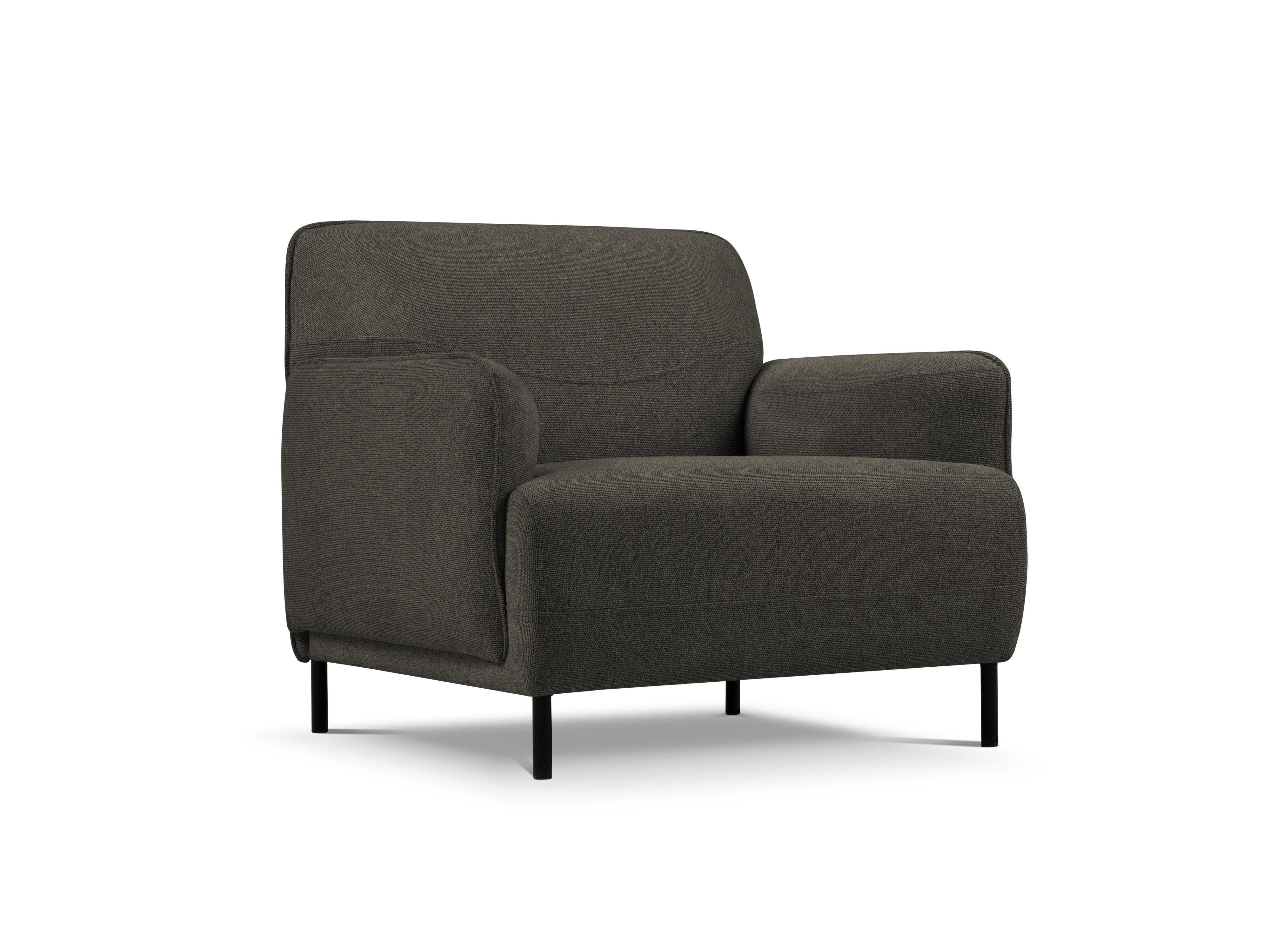 Armchair, "Neso", 1 Seat, 88x90x76
 ,Dark Grey,Black Metal, Windsor & Co, Eye on Design