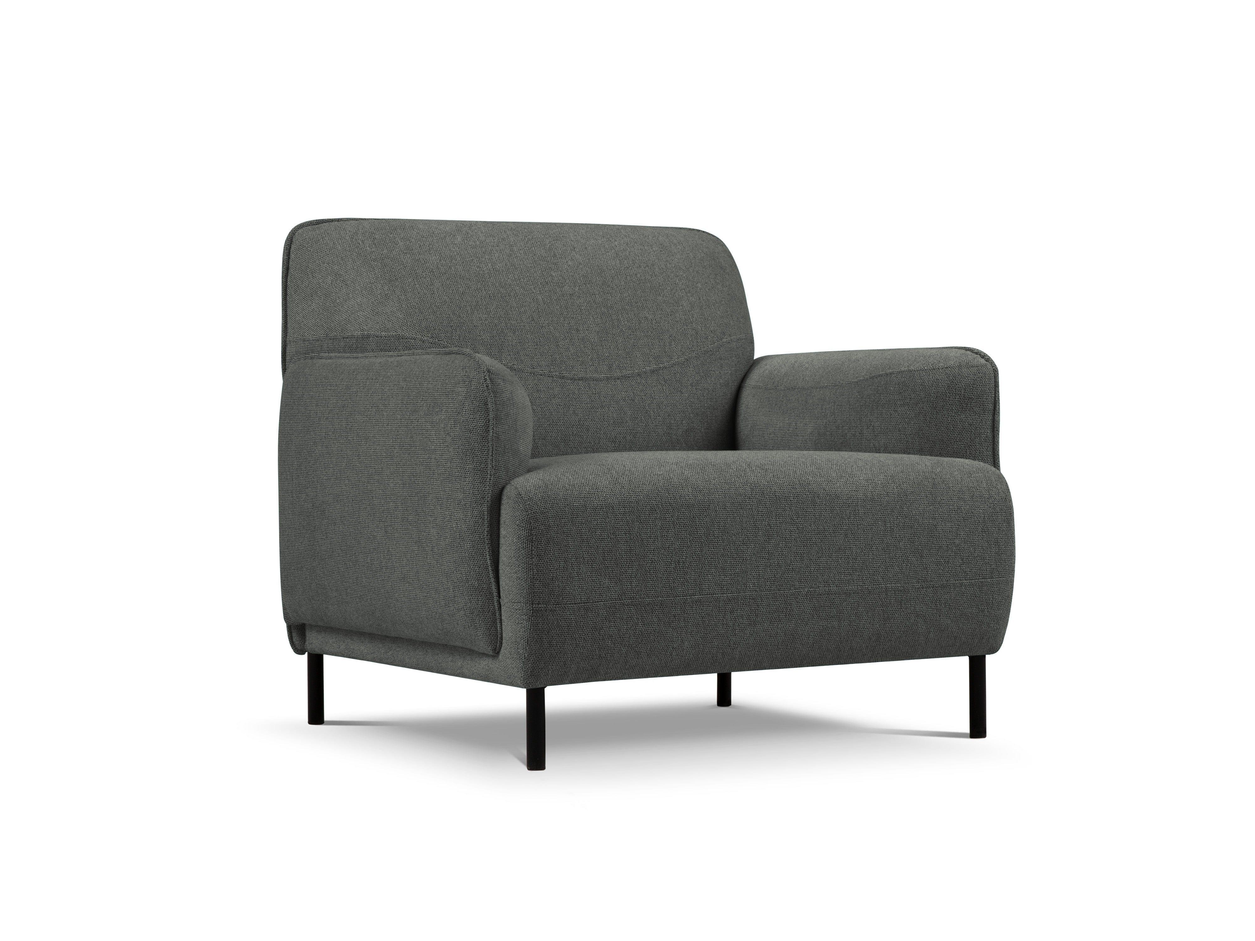 Armchair, "Neso", 1 Seat, 88x90x76
 ,Grey,Black Metal, Windsor & Co, Eye on Design