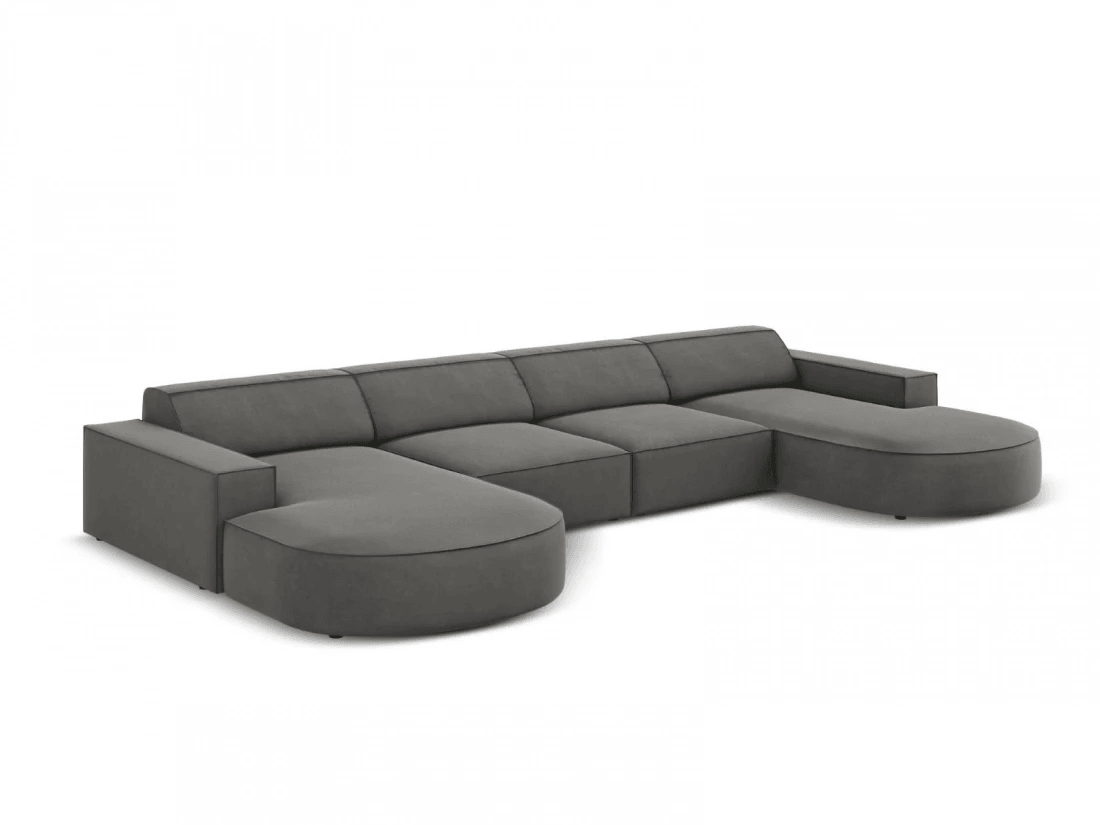 Sofa aksamitna panoramiczna okrągła JODIE jasnoszary Micadoni    Eye on Design