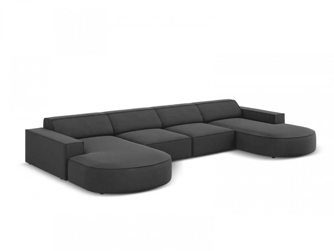 Sofa aksamitna panoramiczna okrągła JODIE ciemnoszary Micadoni    Eye on Design