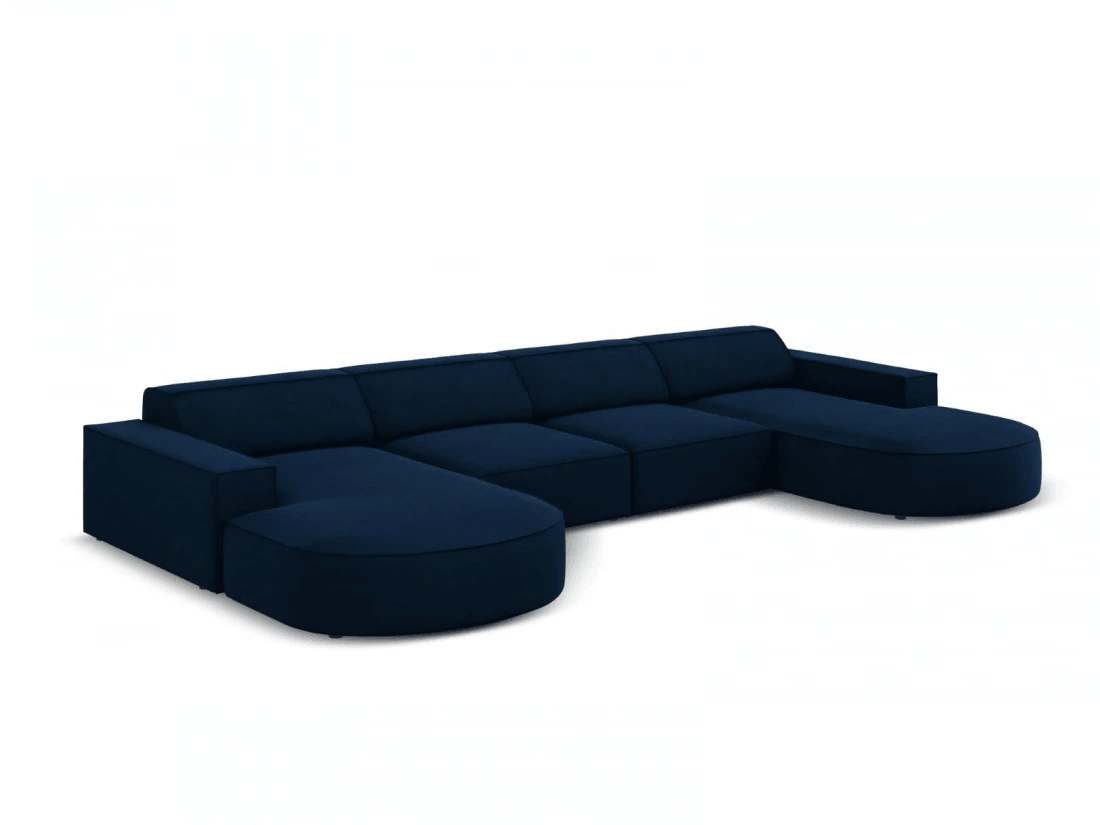 Sofa aksamitna panoramiczna okrągła JODIE granat królewski Micadoni    Eye on Design