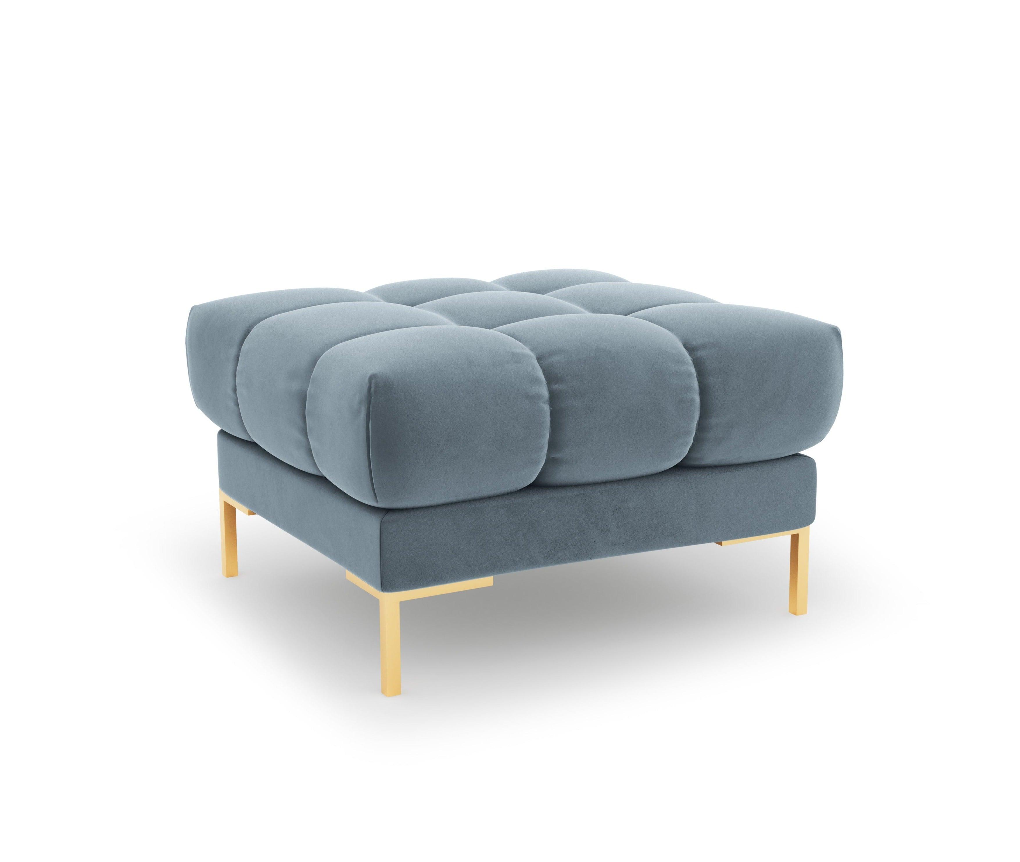 Pouffe velvet BALI light blue with gold base - Eye on Design