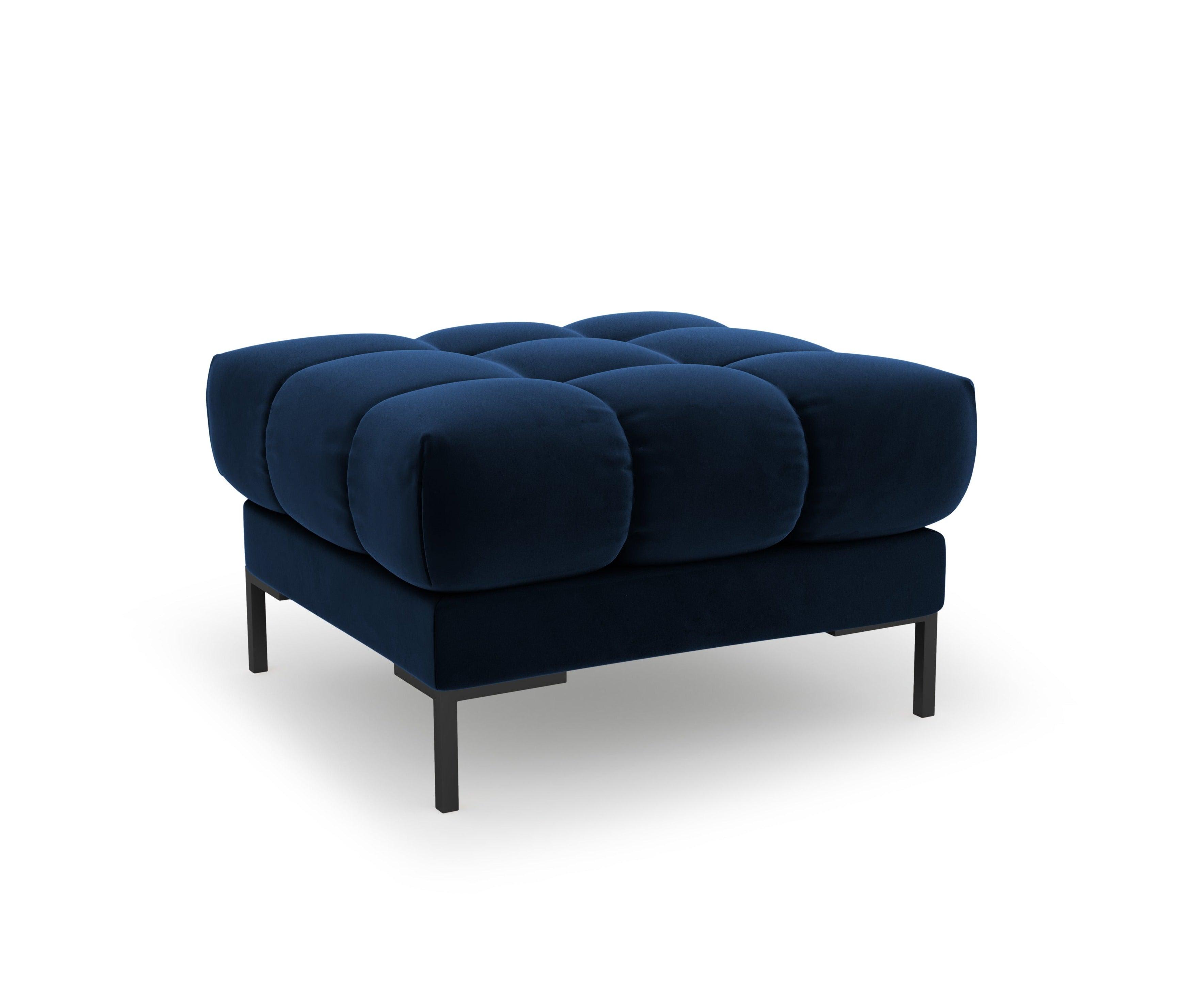 Pouffe velvet BALI royal blue with black base - Eye on Design