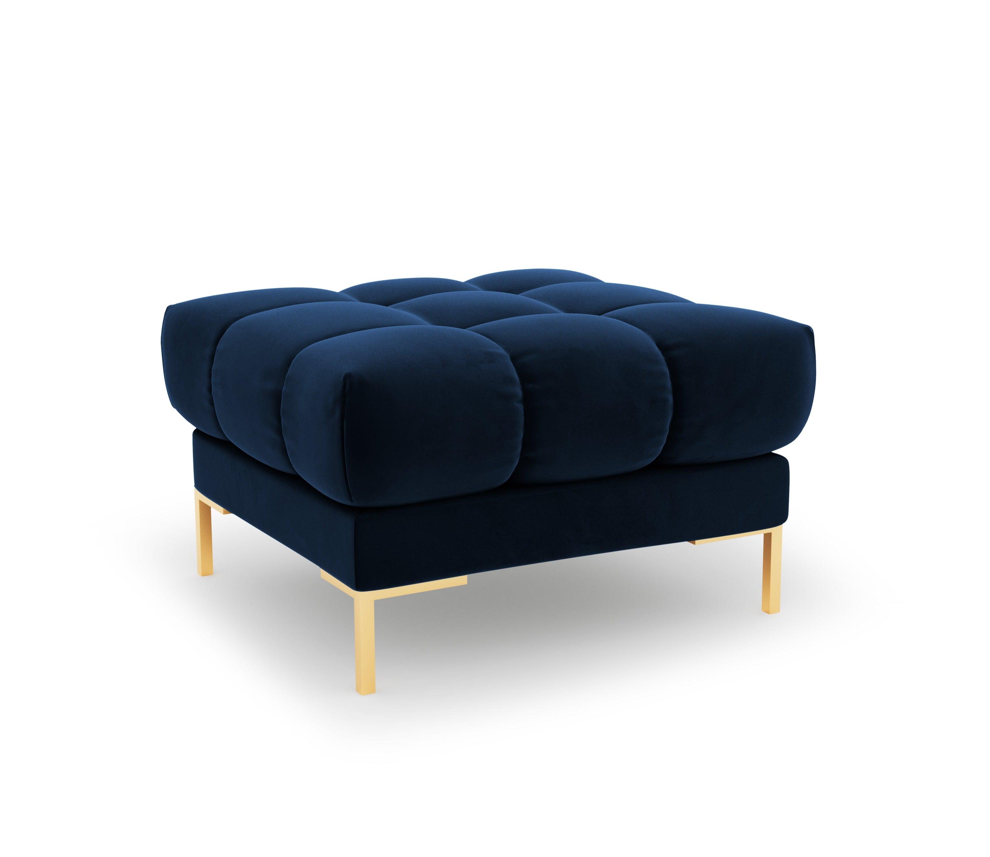 Pouffe velvet BALI royal blue with gold base - Eye on Design