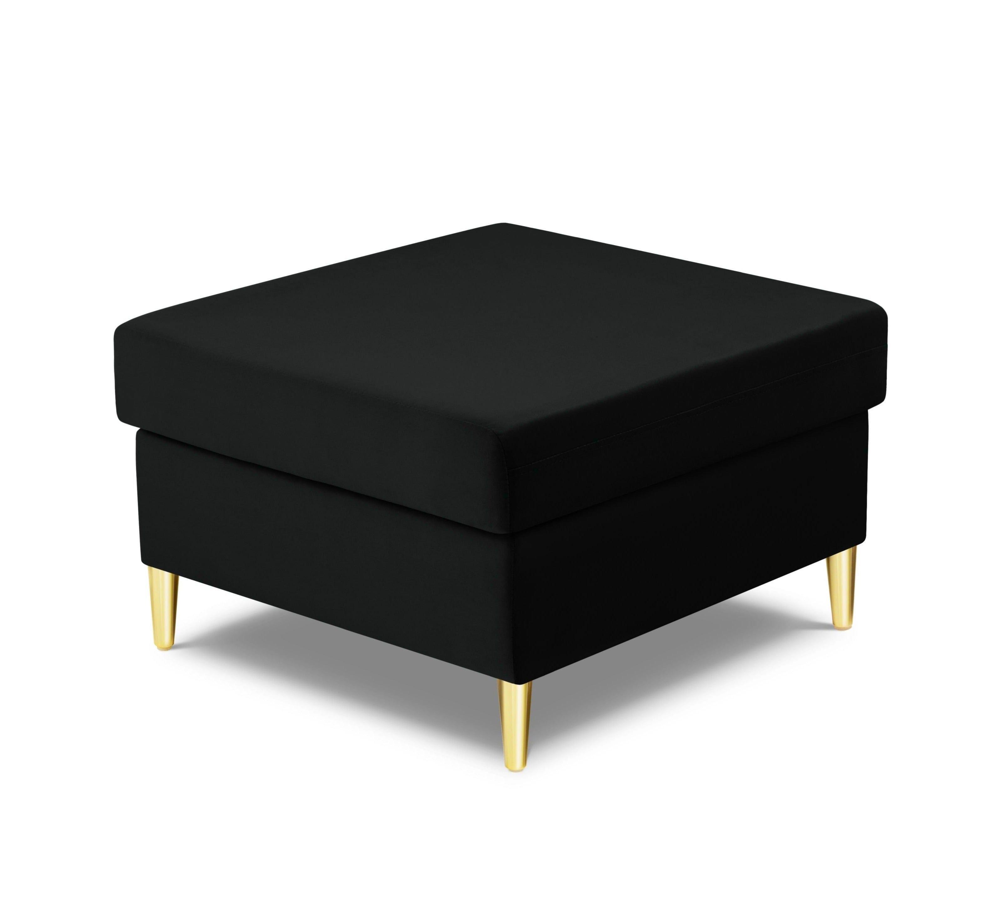 Pouffe velvet KYOTO black with golden base - Eye on Design