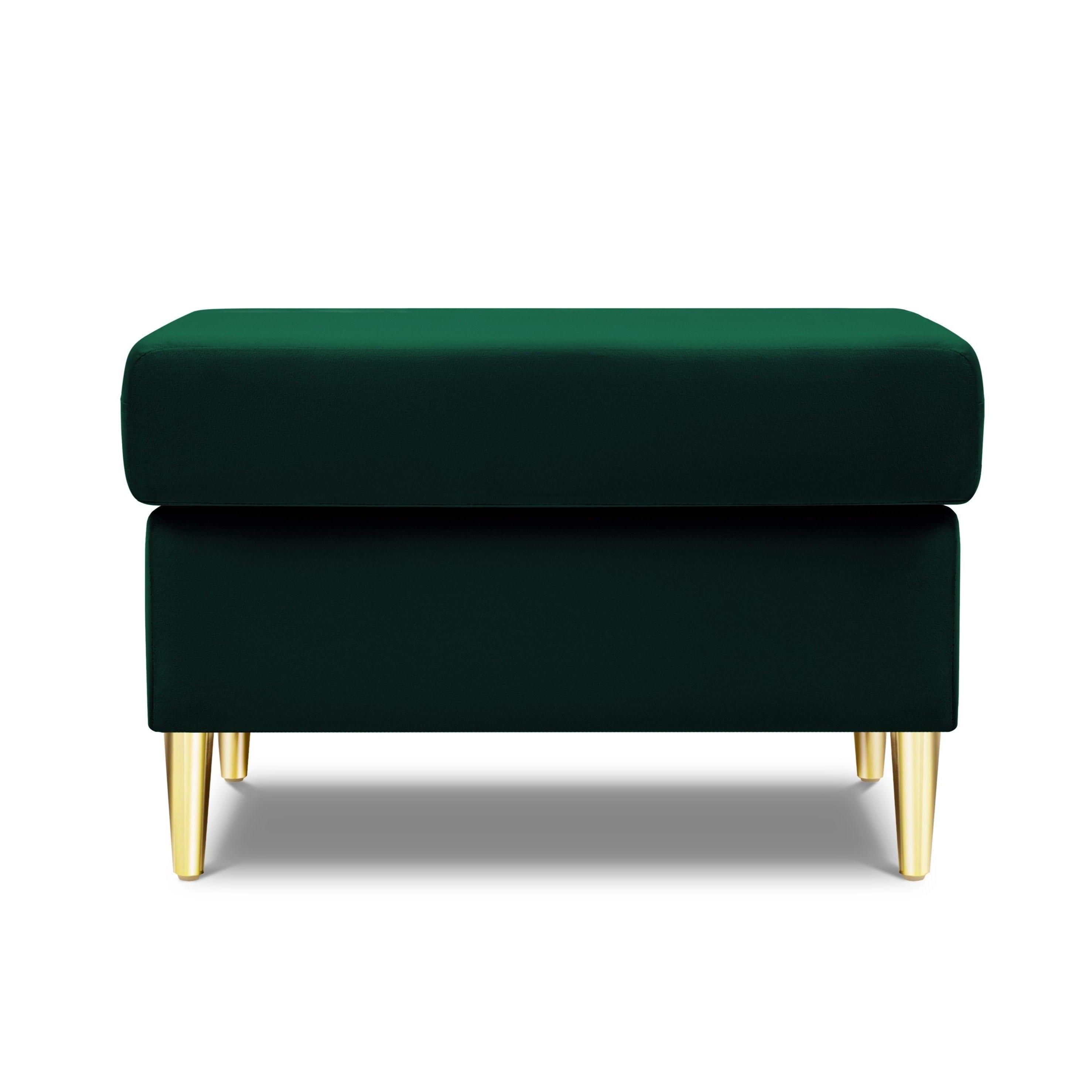 Pouffe velvet KYOTO bottle green with golden base - Eye on Design