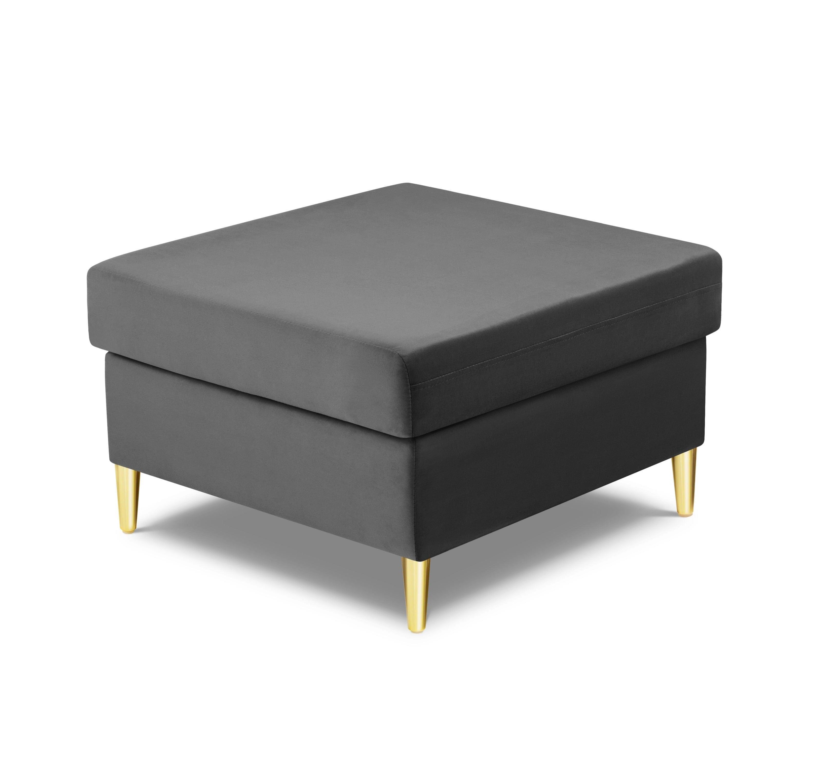 Pouffe velvet KYOTO light grey with golden base - Eye on Design