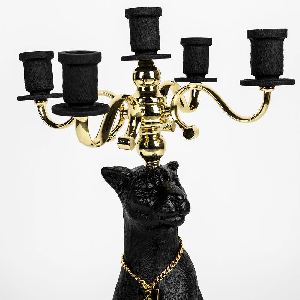 PROUDLY CROWNED PANTHER candle holder black - Eye on Design