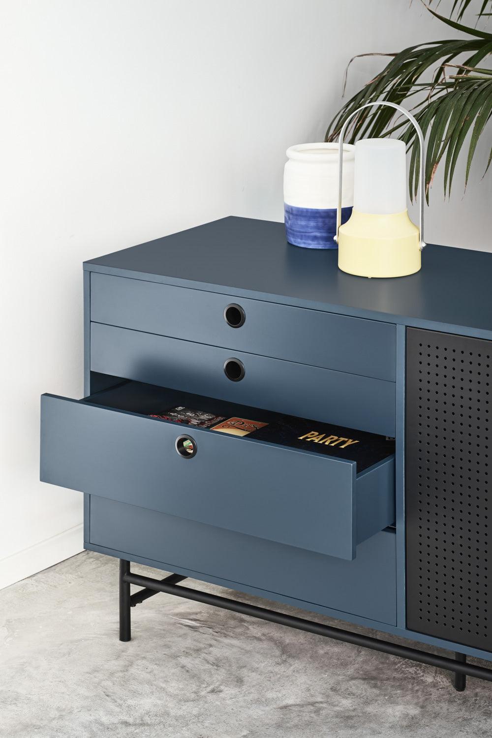 PUNTO low chest of drawers dark blue - Eye on Design
