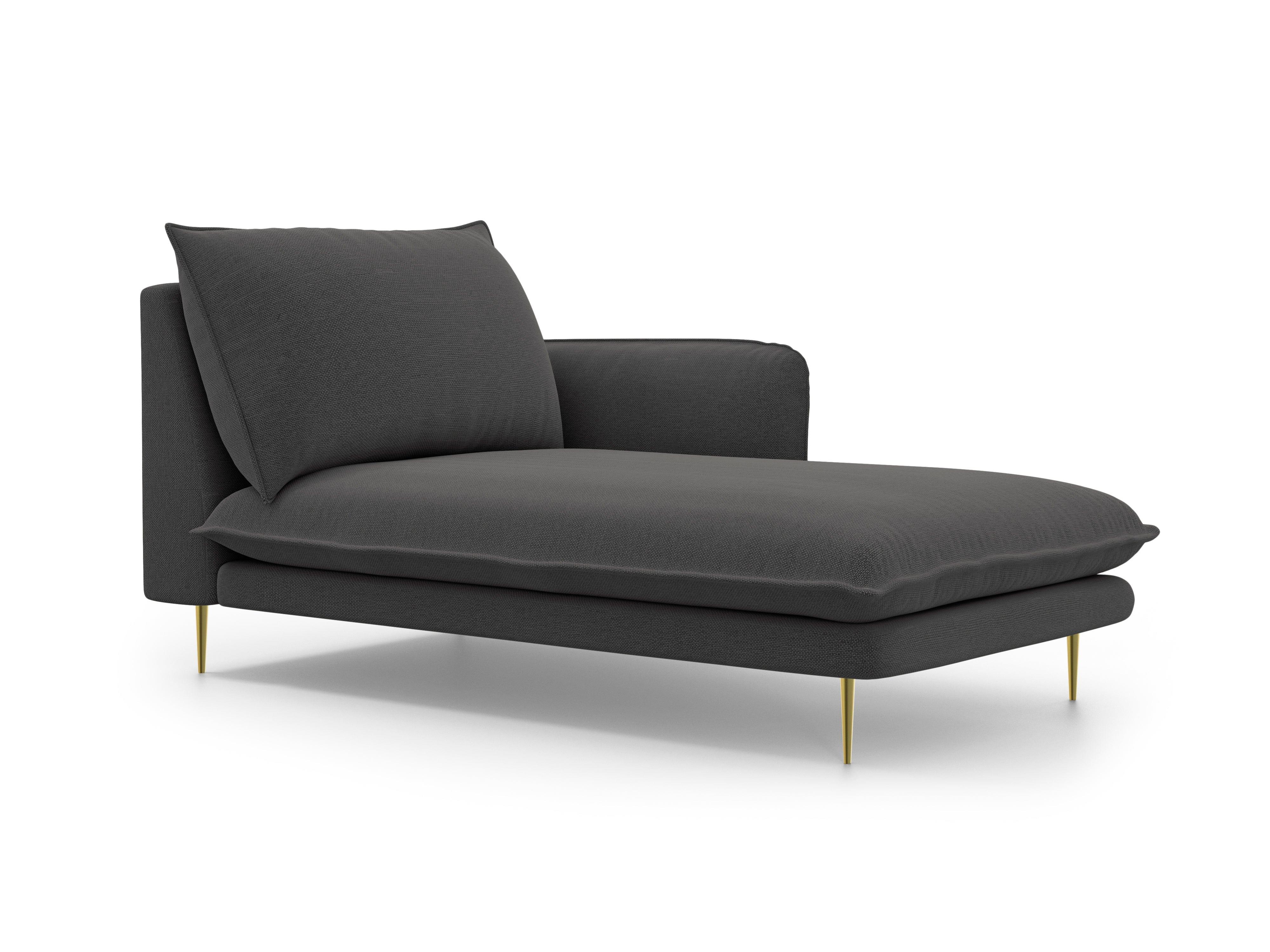 Right side chaise longue VIENNA dark grey with gold base - Eye on Design