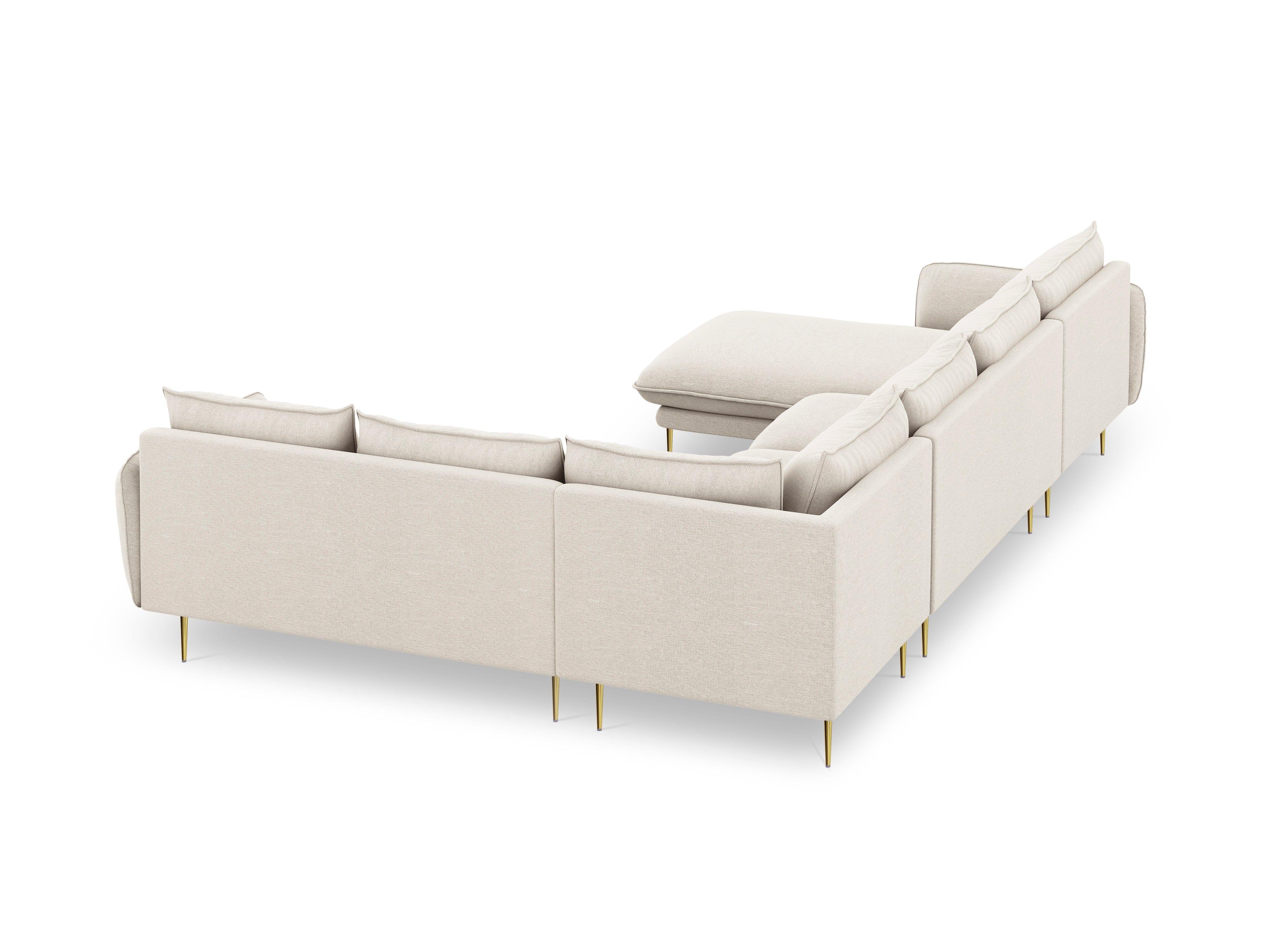 Right side panoramic corner sofa VIENNA sand with gold base - Eye on Design