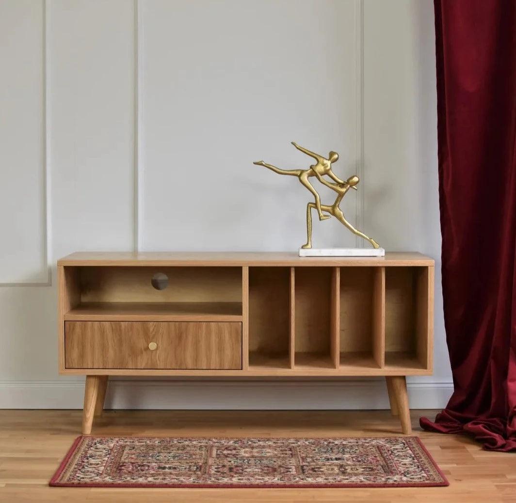 RTV cabinet with drawer MINI VINYL oak wood - Eye on Design