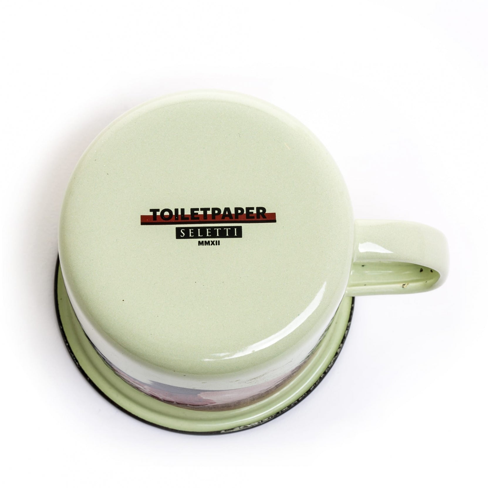 EYE green enamel mug